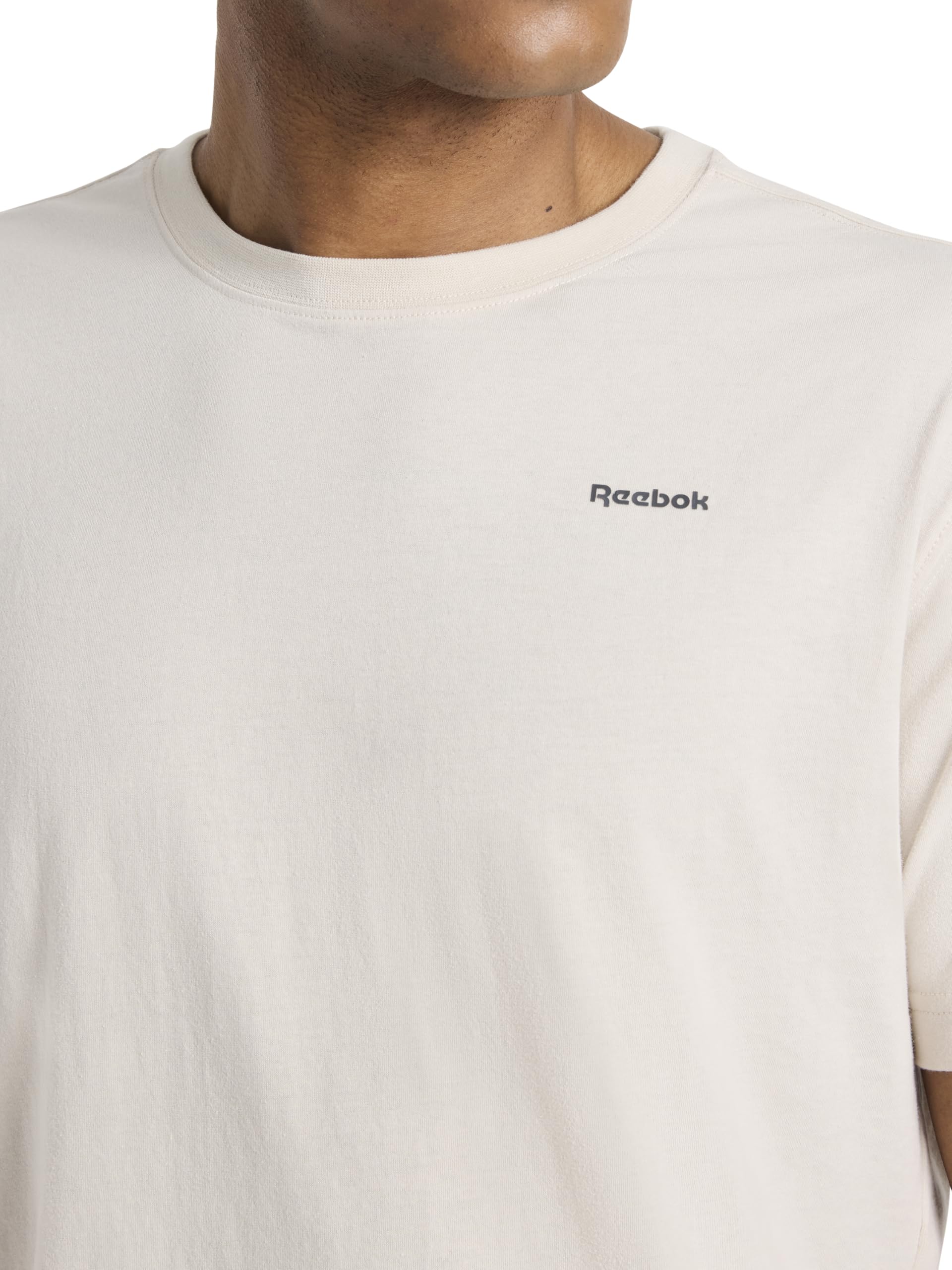 Reebok Men's Small Logo Crewneck T-Shirt, Standard Fit, Lightweight Cotton-Poly Jersey Fabric thumbnail