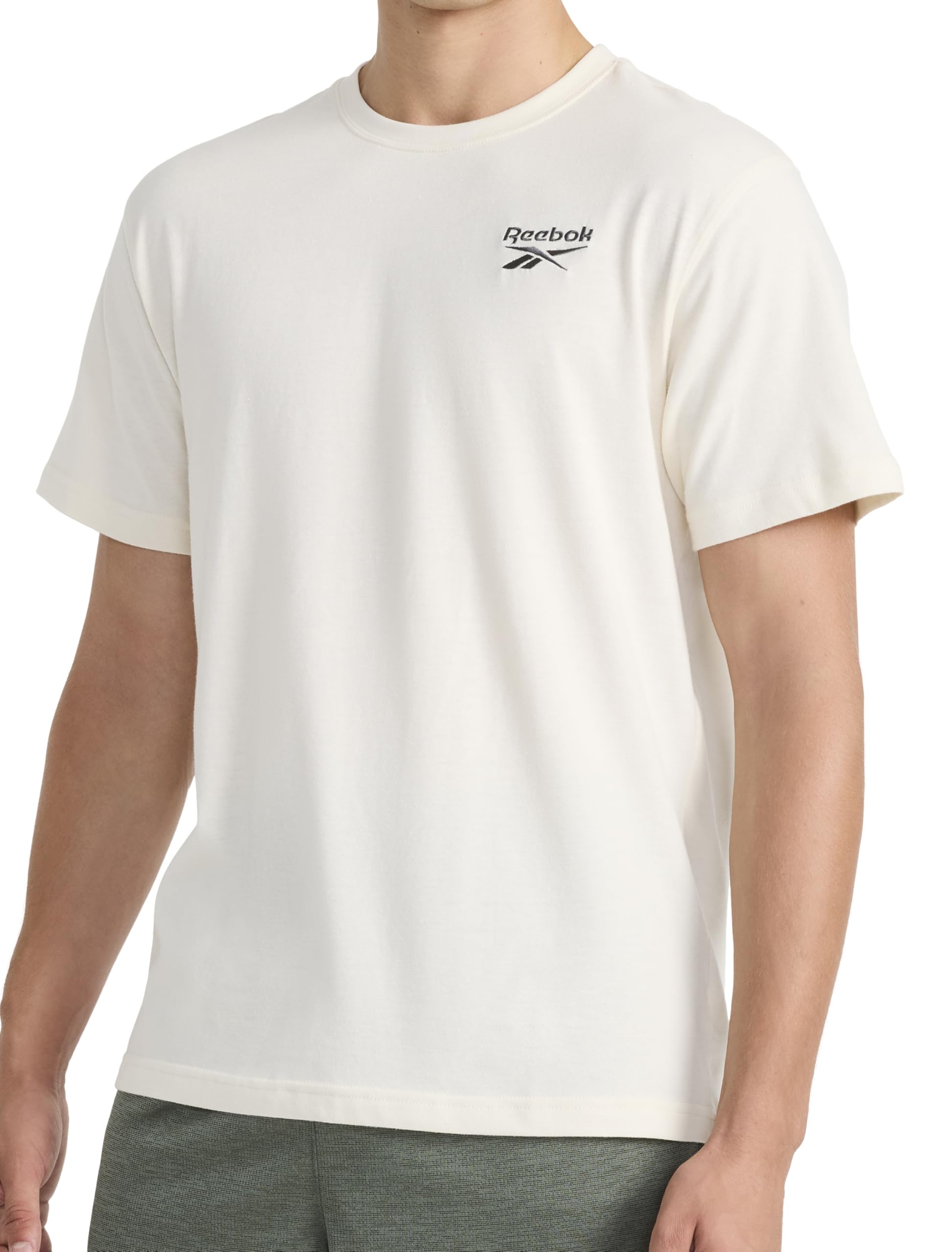 Reebok Men's Small Logo Crewneck T-Shirt, Standard Fit, Lightweight Cotton-Poly Jersey Fabric thumbnail