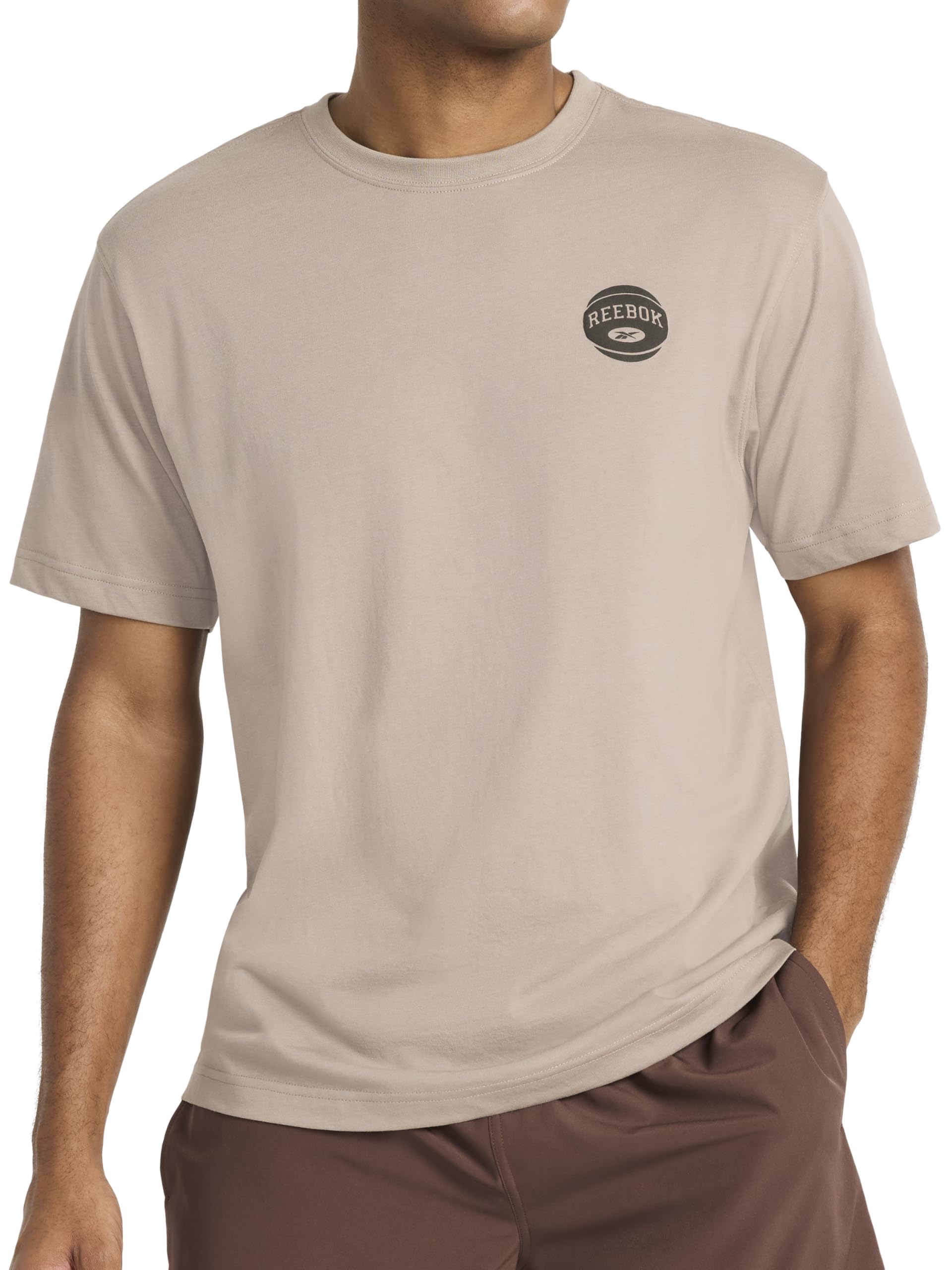 Reebok Men's Small Logo Crewneck T-Shirt, Standard Fit, Lightweight Cotton-Poly Jersey Fabric thumbnail