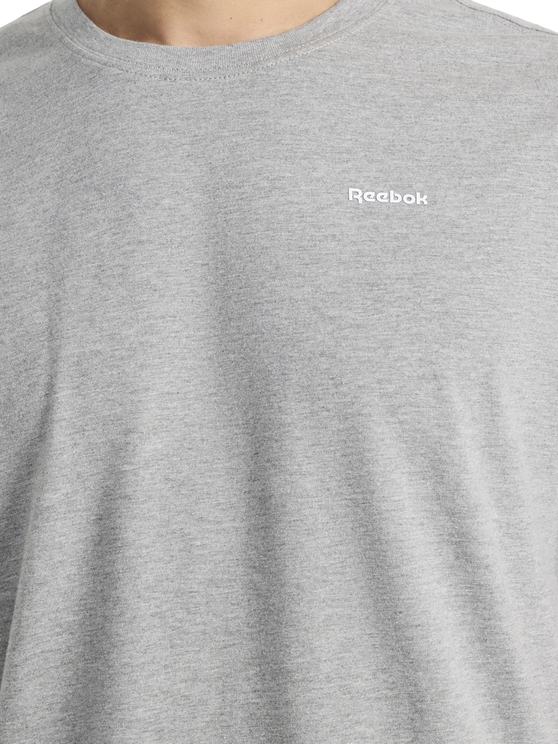Reebok Men's Small Logo Crewneck T-Shirt, Standard Fit, Lightweight Cotton-Poly Jersey Fabric thumbnail