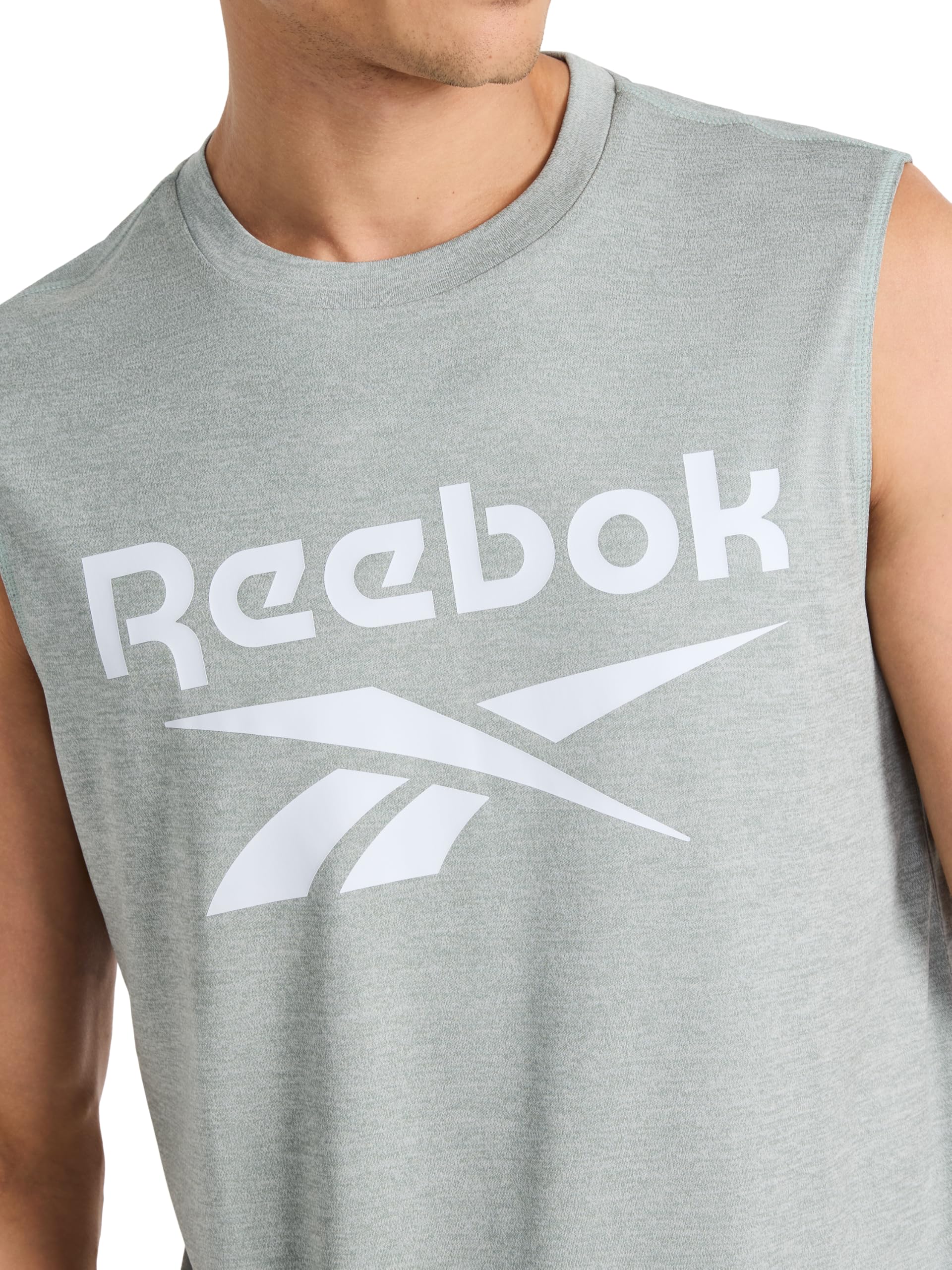 Reebok Apparel Men's Gladiator Large Logo Muscle, Black Heather thumbnail