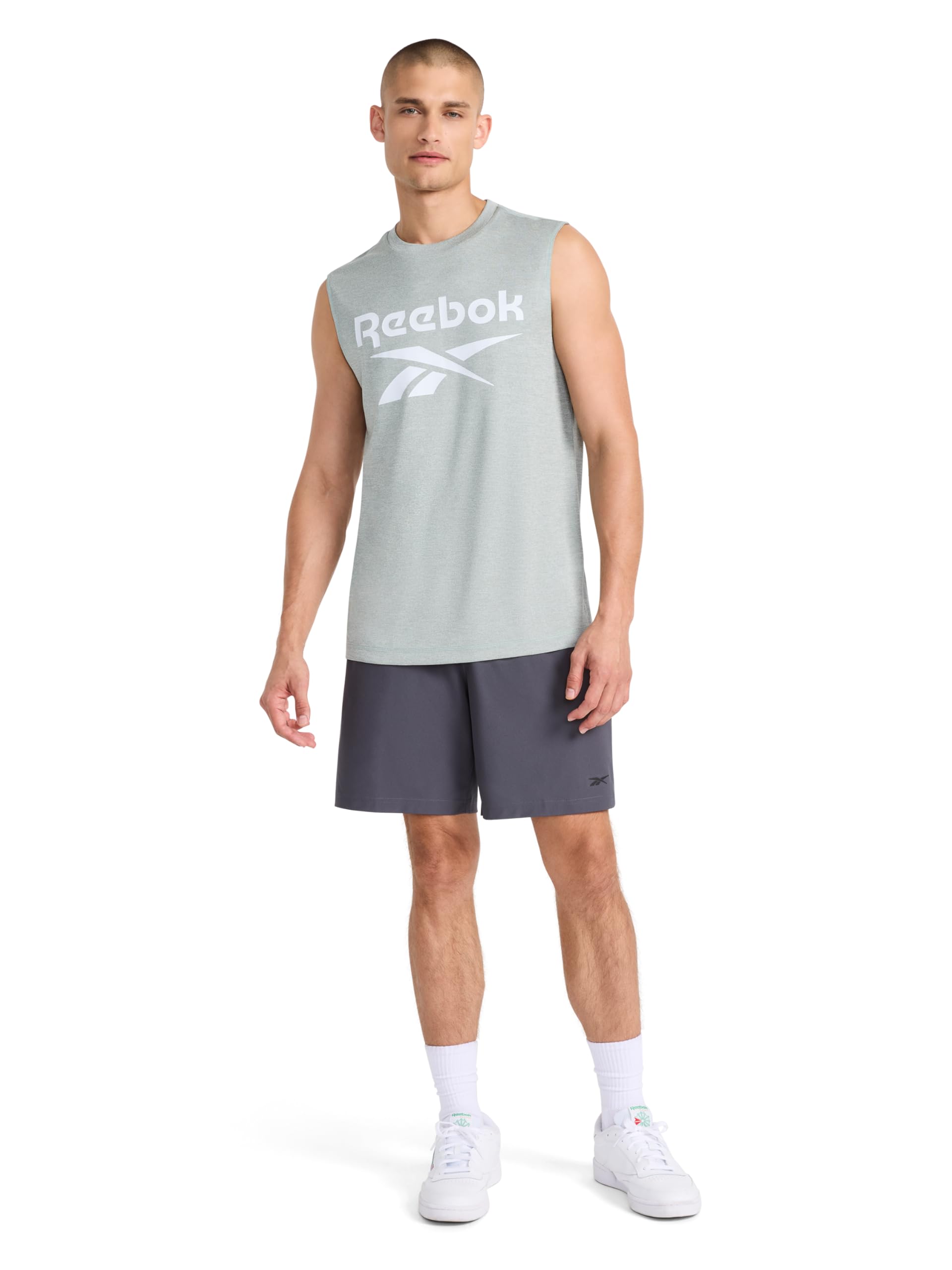 Reebok Apparel Men's Gladiator Large Logo Muscle, Black Heather thumbnail