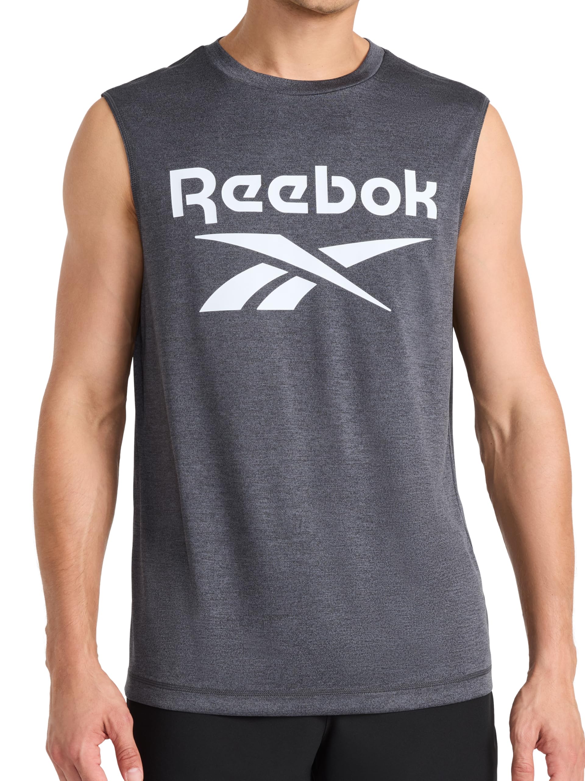 Reebok Apparel Men's Gladiator Large Logo Muscle, Black Heather thumbnail