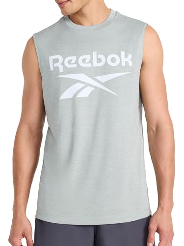 Reebok Apparel Men's Gladiator Large Logo Muscle, Black Heather thumbnail
