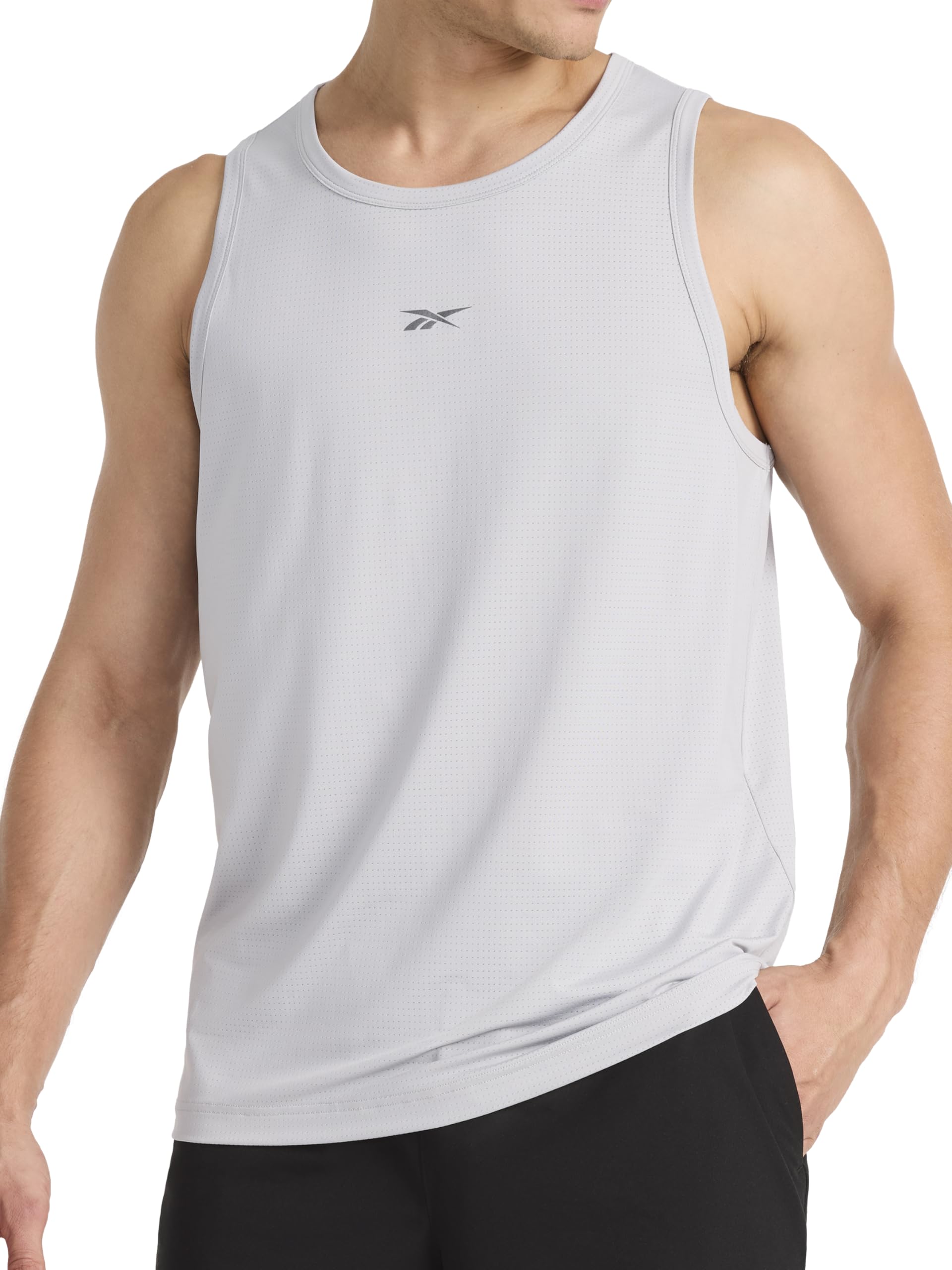 Reebok Men's Triathlon Scoop Neck Tank Top, Standard Fit, Lightweight Cotton-Poly Jersey Fabric thumbnail