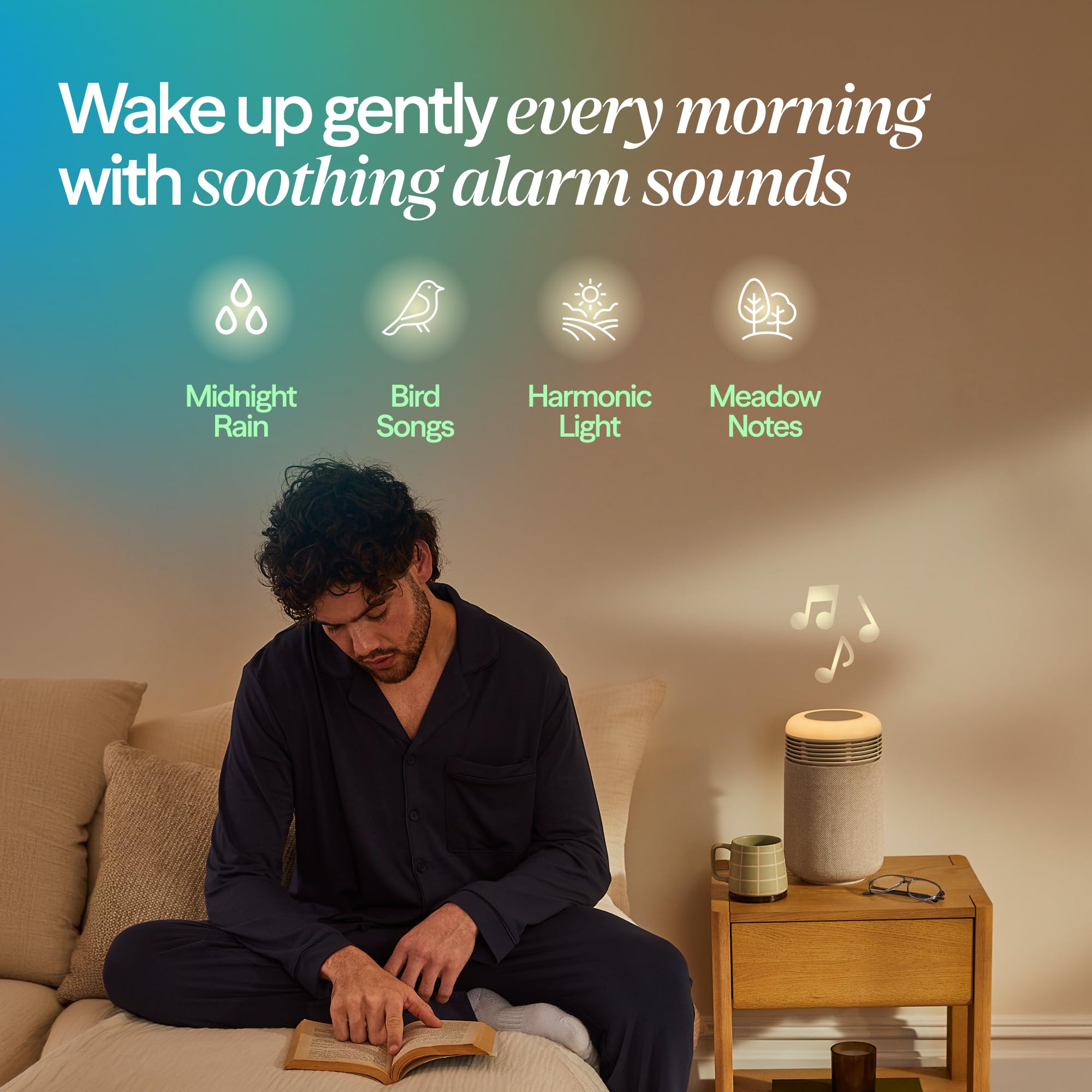BLUEAIR Mini Restful Bedroom Air Purifier with Sunrise Alarm Clock, Beige thumbnail