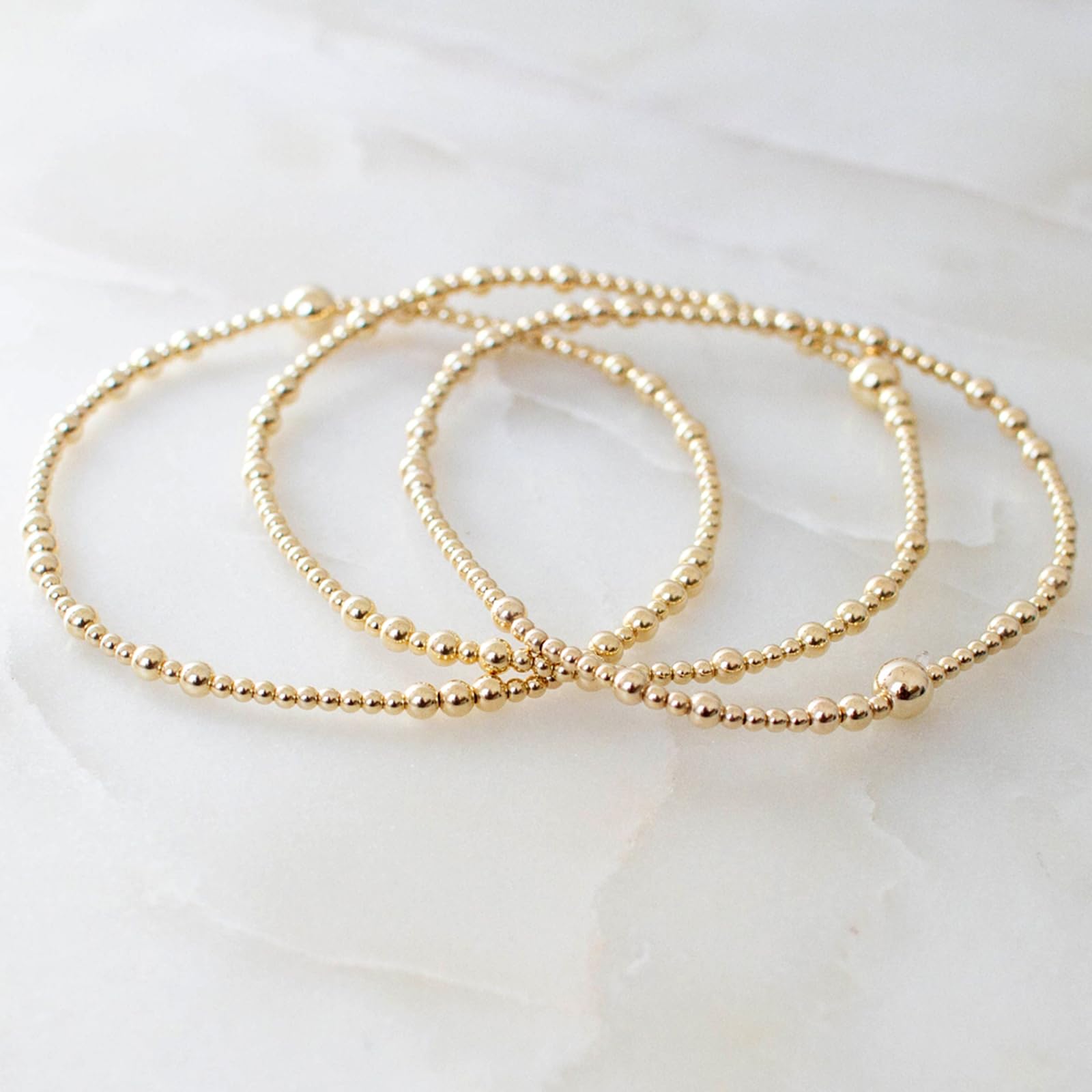 Gold Beaded Cross Bracelet for Women, 14K Plated Adjustable Stackable Dainty Bracelets, Non Tarnish Fashion Jewelry Set Gifts for Women Birthday Friendship thumbnail