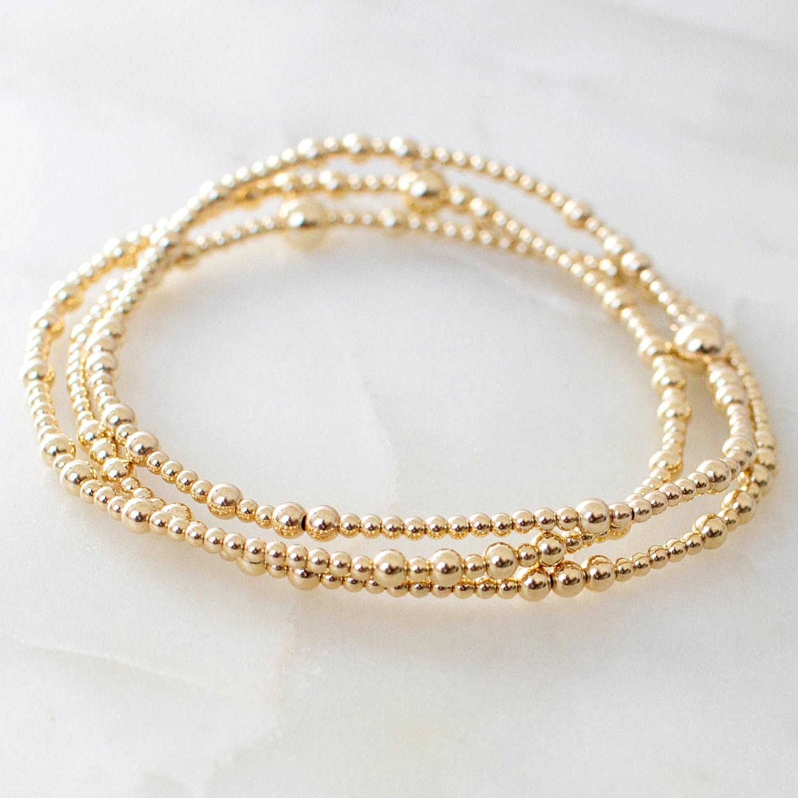 Gold Beaded Cross Bracelet for Women, 14K Plated Adjustable Stackable Dainty Bracelets, Non Tarnish Fashion Jewelry Set Gifts for Women Birthday Friendship thumbnail