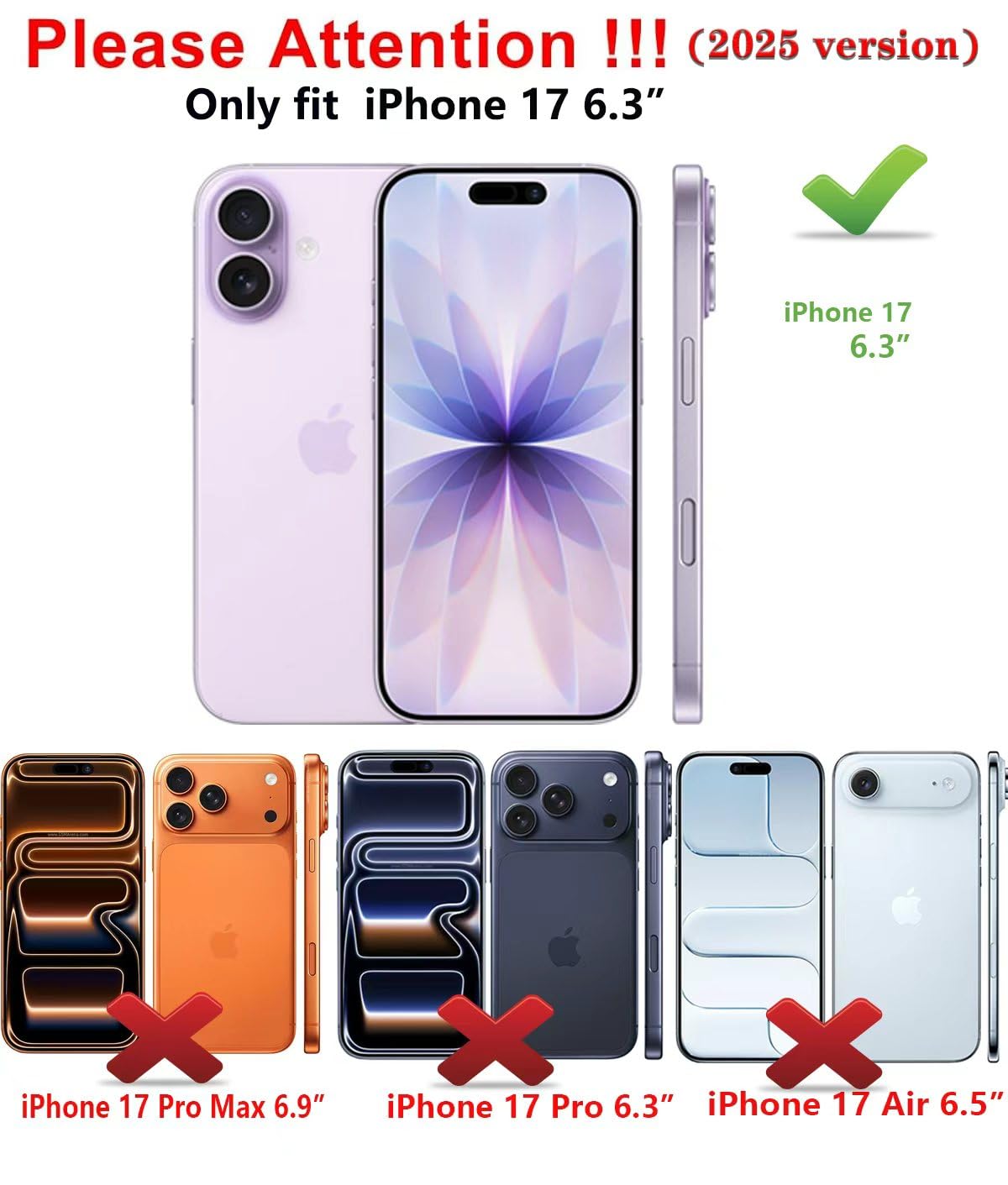Qinmay Compatible with iPhone 17 Case Wallet,Built-in Card Holder, Heavy Duty Protective Dual Layer Shockproof Hidden Card Slot Slim Wallet Phone Cover for iPhone 17 ，Black thumbnail