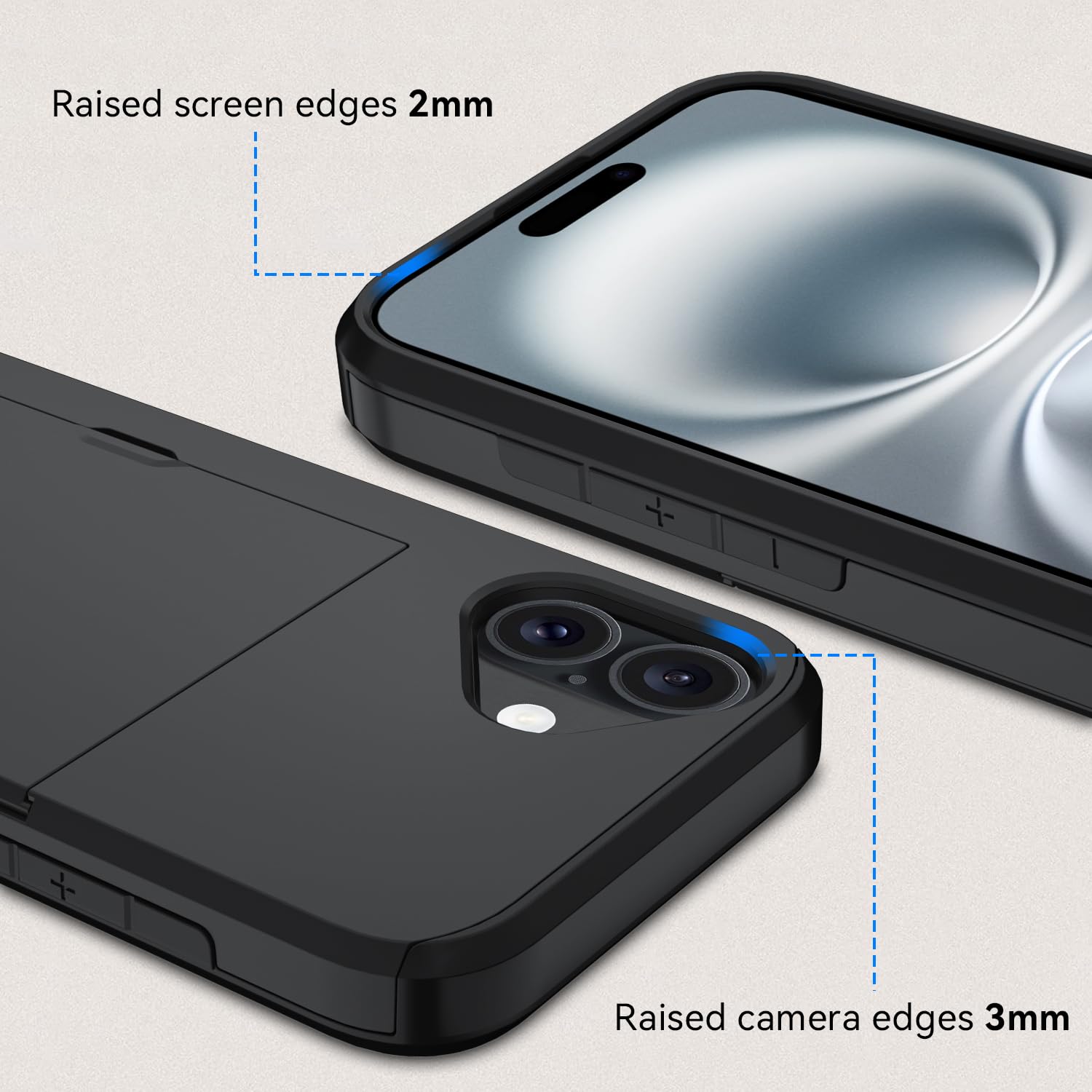 Qinmay Compatible with iPhone 17 Case Wallet,Built-in Card Holder, Heavy Duty Protective Dual Layer Shockproof Hidden Card Slot Slim Wallet Phone Cover for iPhone 17 ，Black thumbnail