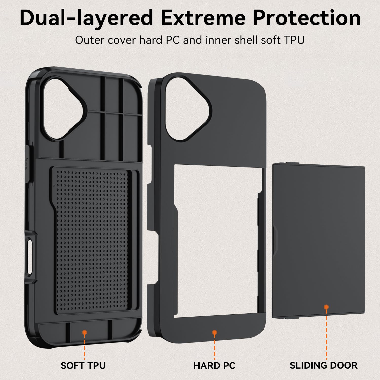 Qinmay Compatible with iPhone 17 Case Wallet,Built-in Card Holder, Heavy Duty Protective Dual Layer Shockproof Hidden Card Slot Slim Wallet Phone Cover for iPhone 17 ，Black thumbnail