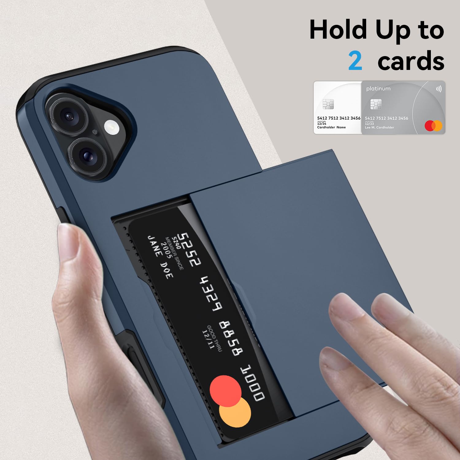 Qinmay Compatible with iPhone 17 Case Wallet,Built-in Card Holder, Heavy Duty Protective Dual Layer Shockproof Hidden Card Slot Slim Wallet Phone Cover for iPhone 17 ，Blue thumbnail