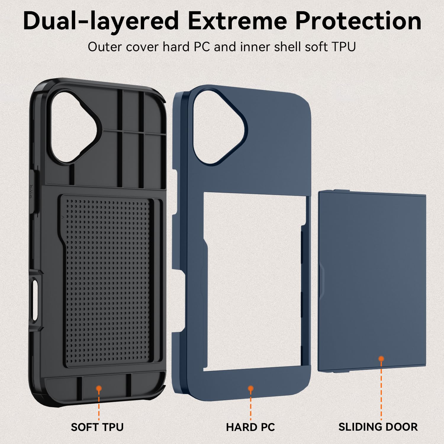 Qinmay Compatible with iPhone 17 Case Wallet,Built-in Card Holder, Heavy Duty Protective Dual Layer Shockproof Hidden Card Slot Slim Wallet Phone Cover for iPhone 17 ，Blue thumbnail