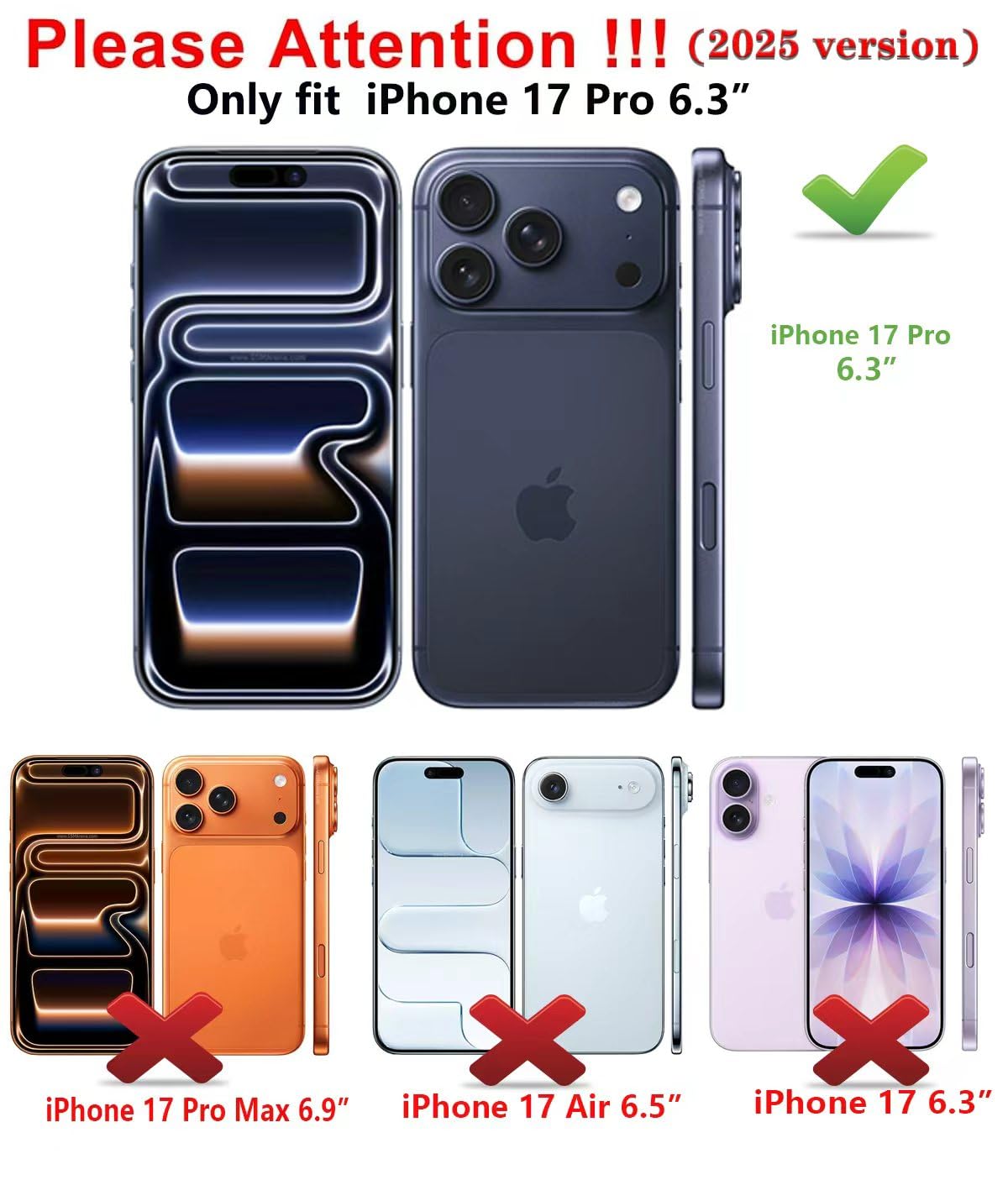 Qinmay Compatible with iPhone 17 Pro Case Wallet,Built-in Card Holder, Heavy Duty Protective Dual Layer Shockproof Hidden Card Slot Slim Wallet Phone Cover for iPhone 17 Pro ，Blue thumbnail