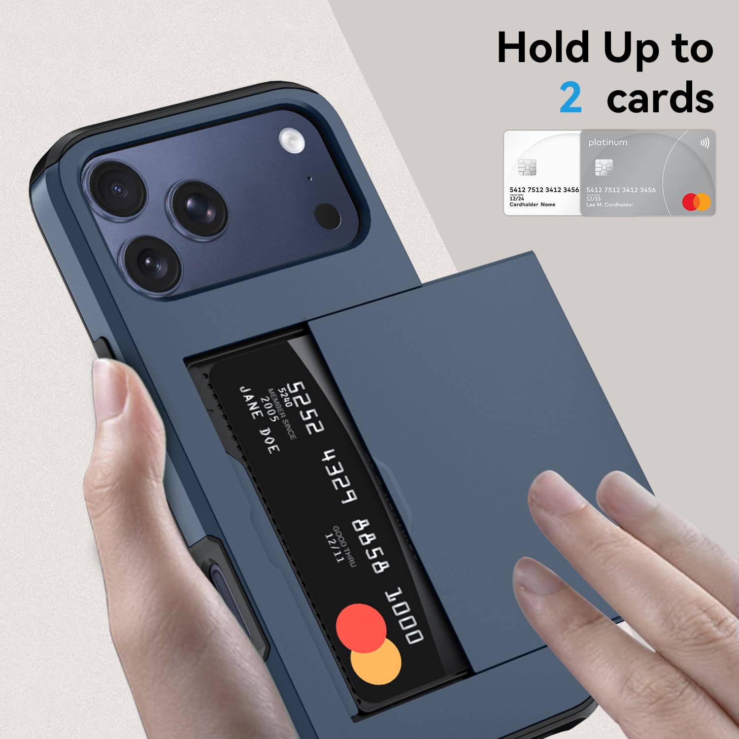 Qinmay Compatible with iPhone 17 Pro Case Wallet,Built-in Card Holder, Heavy Duty Protective Dual Layer Shockproof Hidden Card Slot Slim Wallet Phone Cover for iPhone 17 Pro ，Blue thumbnail