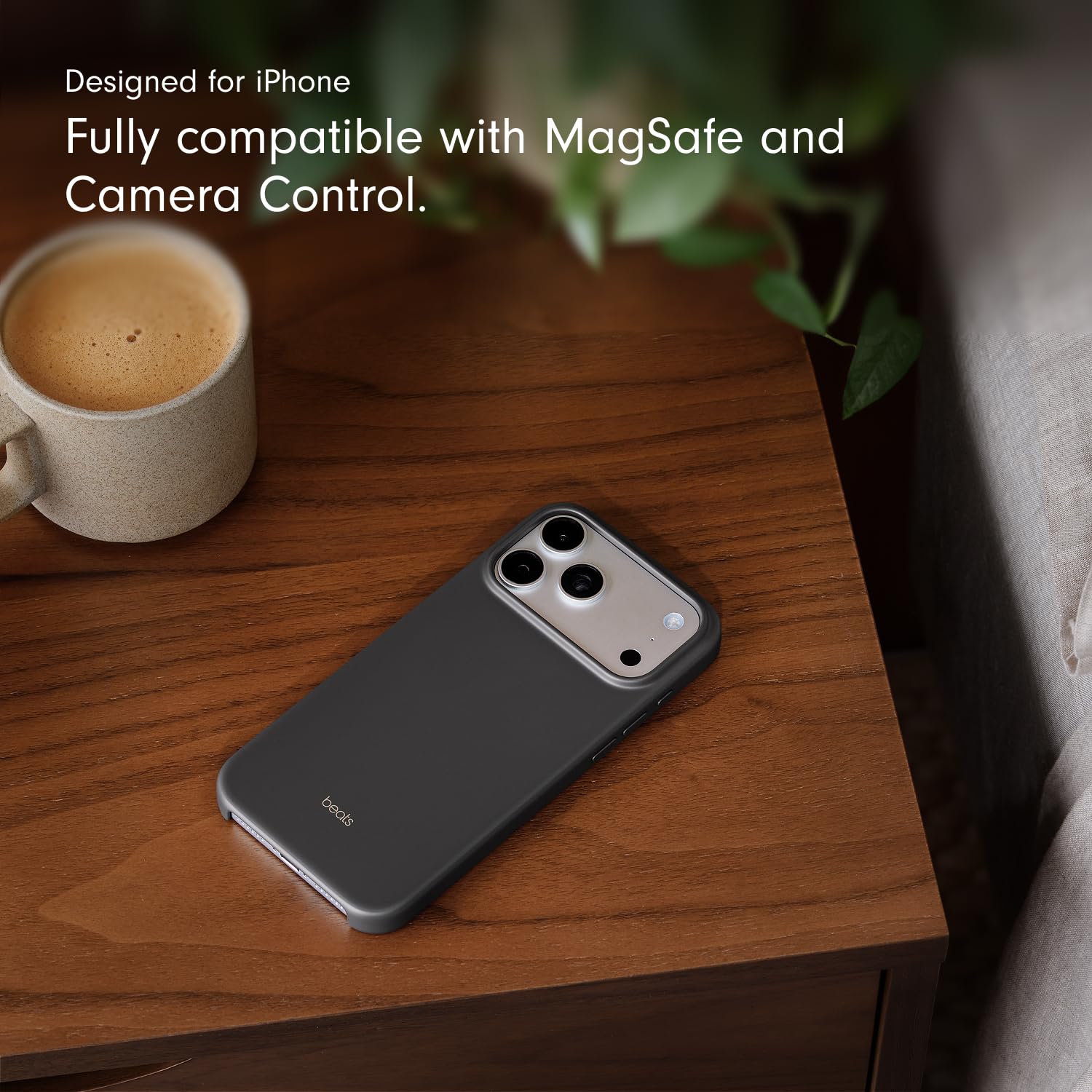 Beats iPhone 17 Pro Max Case with MagSafe & Camera Control, Matte Finish, Microfiber Lining – Granite Gray thumbnail