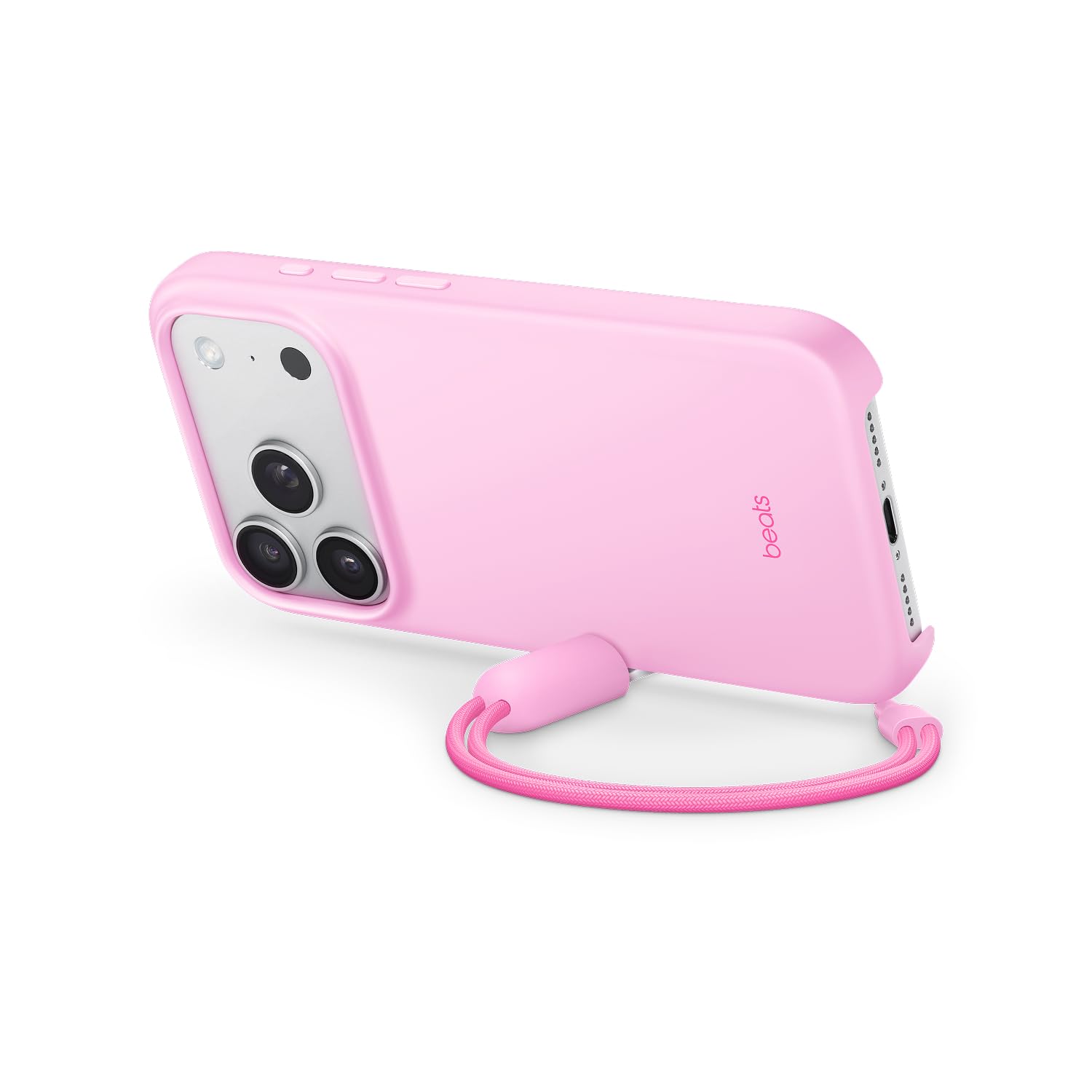 Beats iPhone 17 Pro Kickstand Case with MagSafe & Camera Control, Built in Stand & Lanyard, Matte Finish with Microfiber Lining – Pebble Pink