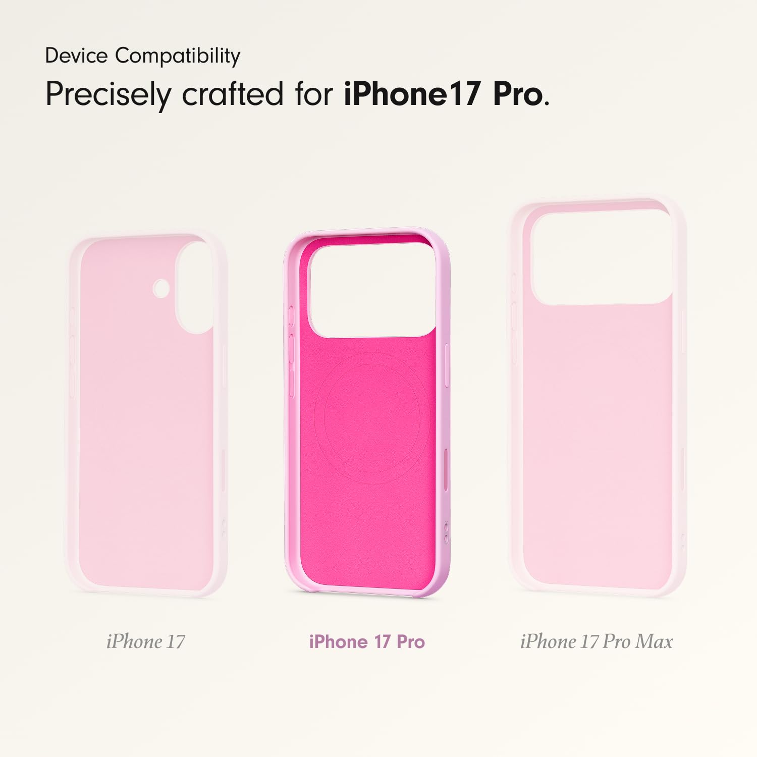 Beats iPhone 17 Pro Kickstand Case with MagSafe & Camera Control, Built in Stand & Lanyard, Matte Finish with Microfiber Lining – Pebble Pink thumbnail