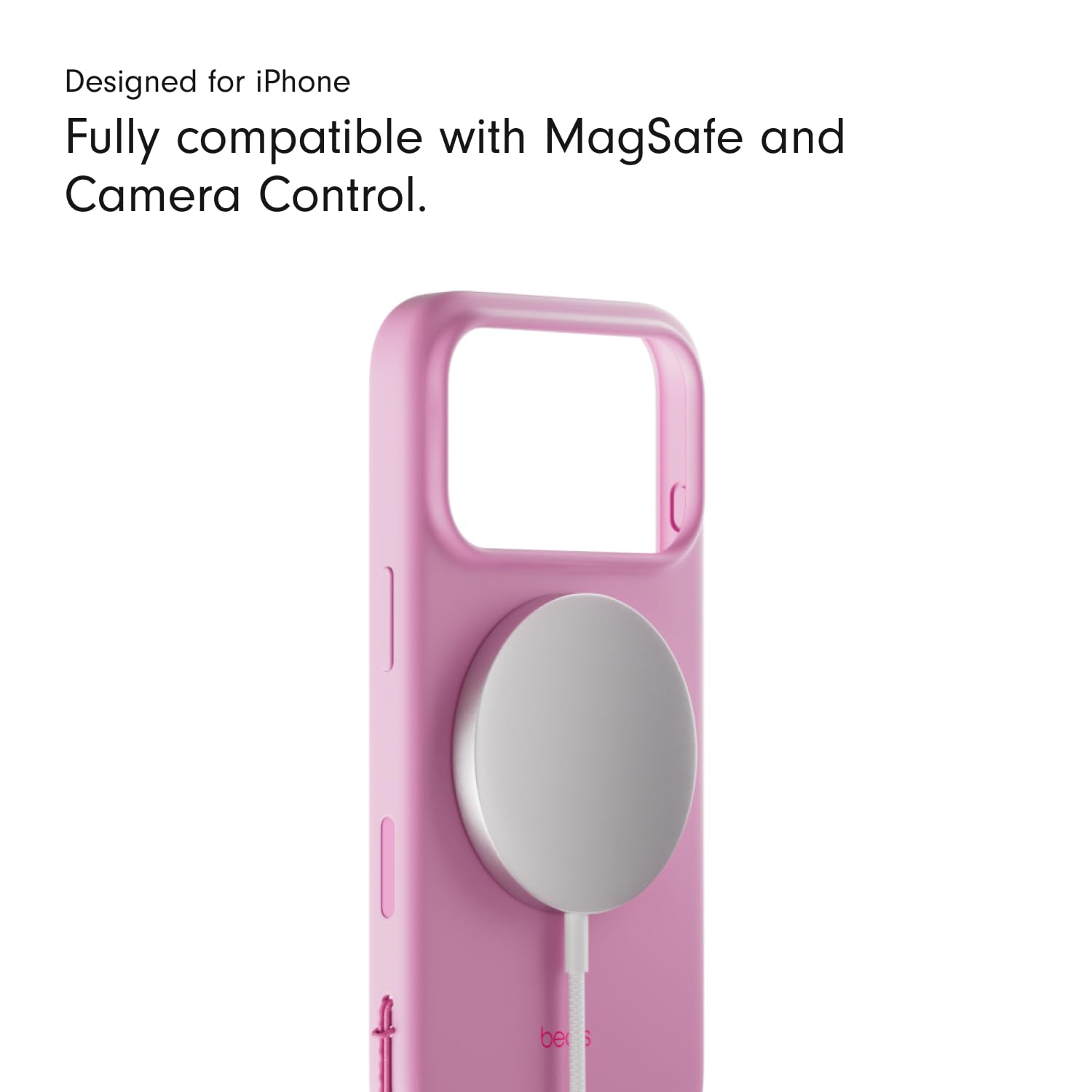 Beats iPhone 17 Pro Kickstand Case with MagSafe & Camera Control, Built in Stand & Lanyard, Matte Finish with Microfiber Lining – Pebble Pink thumbnail