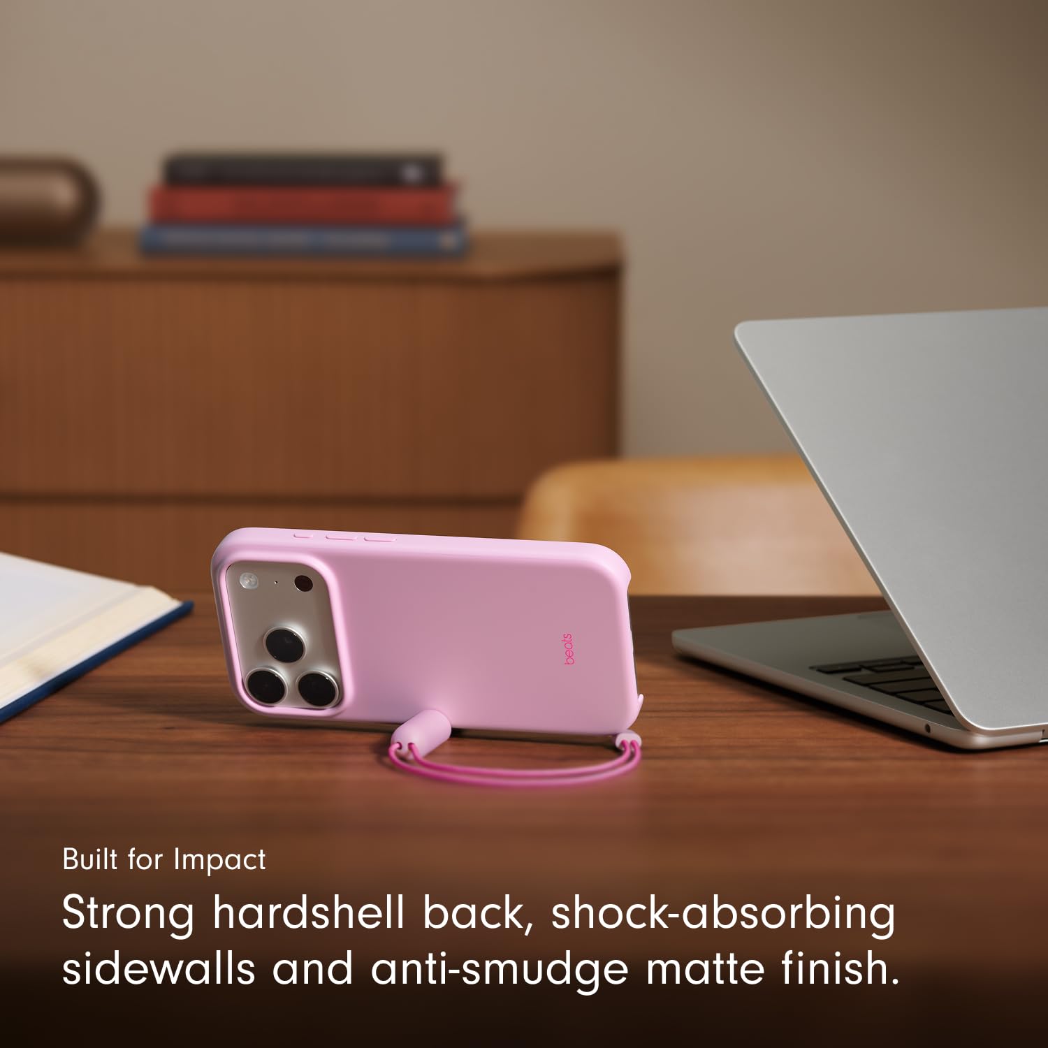 Beats iPhone 17 Pro Kickstand Case with MagSafe & Camera Control, Built in Stand & Lanyard, Matte Finish with Microfiber Lining – Pebble Pink thumbnail