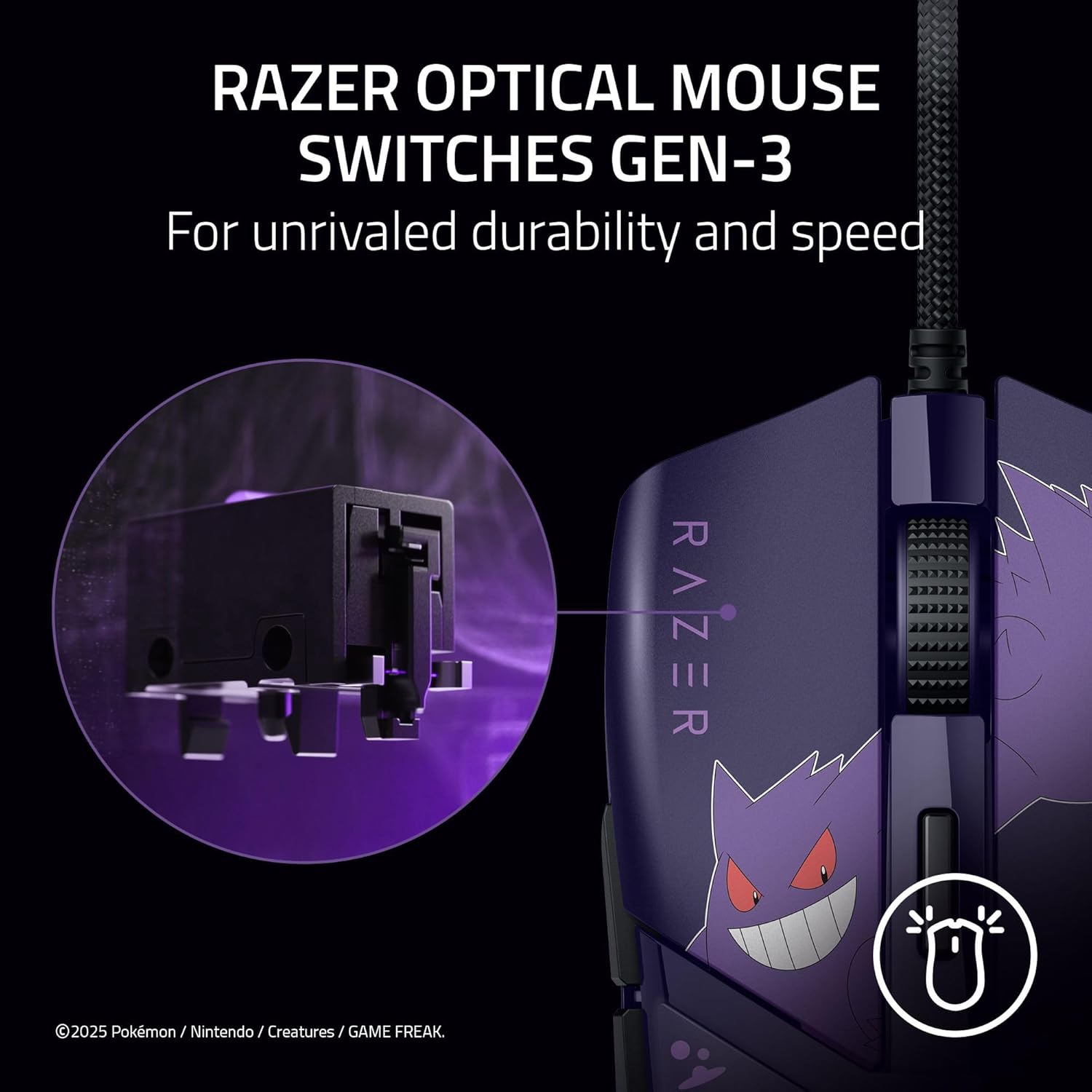 Razer Cobra Wired Gaming Mouse, 58g Lightweight, Pokemon Gengar Edition thumbnail