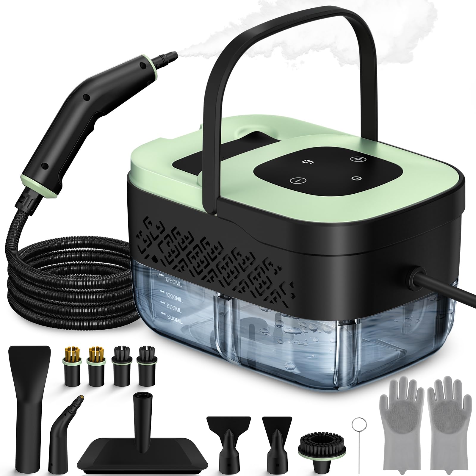 Steam Cleaner, Portable Steamer for Cleaning with 16pcs Accessories, 6-Level Adjustable and 15s Heat-Up, Handheld Steam Cleaner for Home, Tile, Dirt, Grout, Grease, Car Detailing