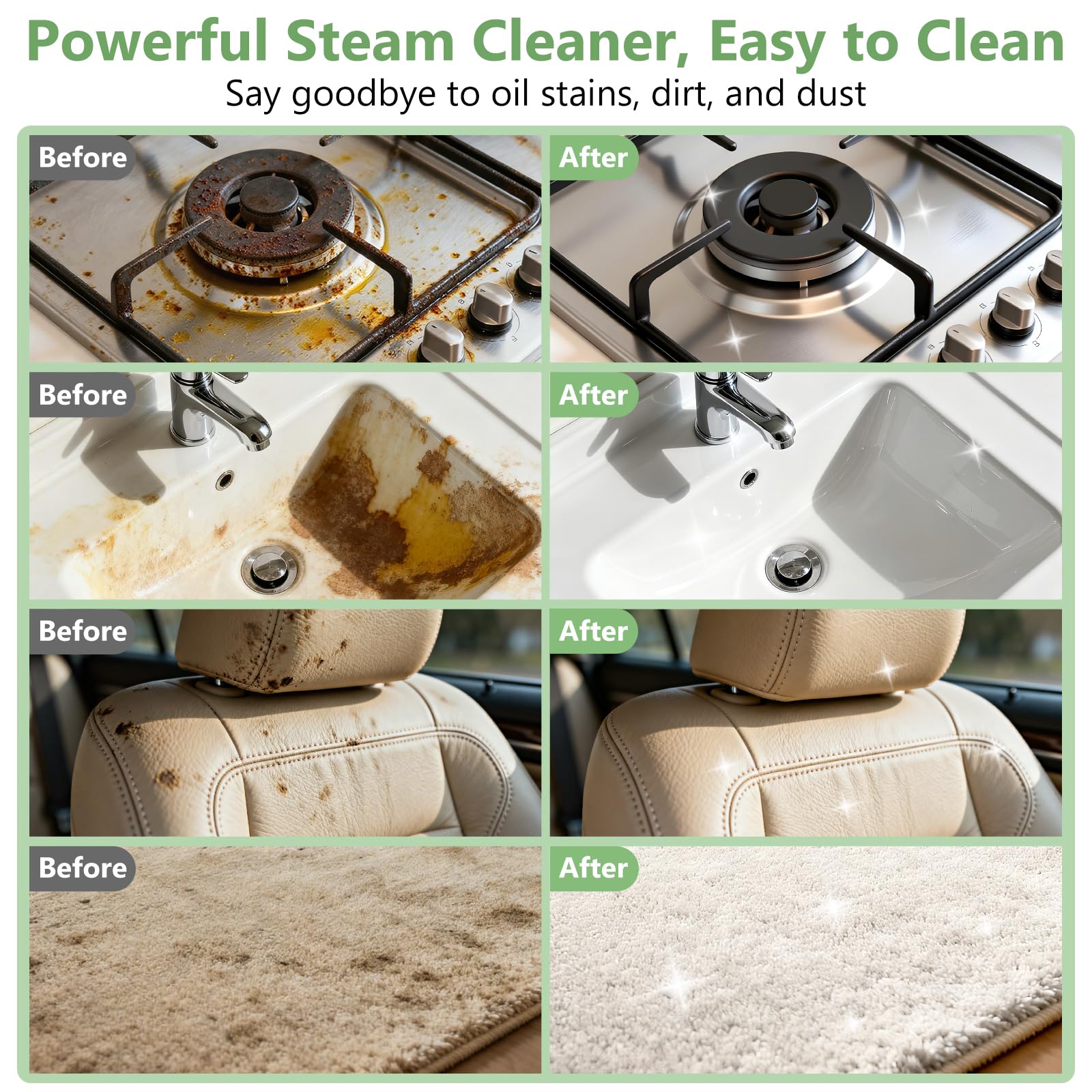 Steam Cleaner, Portable Steamer for Cleaning with 16pcs Accessories, 6-Level Adjustable and 15s Heat-Up, Handheld Steam Cleaner for Home, Tile, Dirt, Grout, Grease, Car Detailing thumbnail