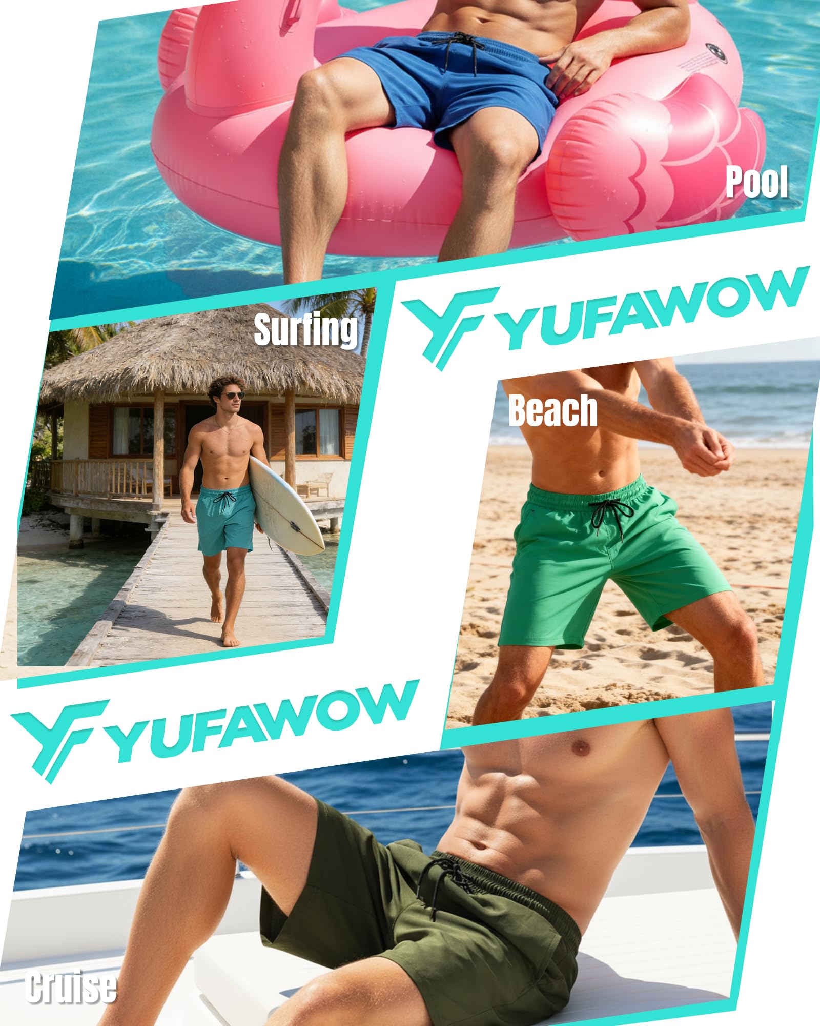 Yufawow 7 Inch Men Swim Trunks Gym Shorts with Mesh Liner Zipper Pocket Quick Dry Breathable for Workout Runing Beach Pool thumbnail