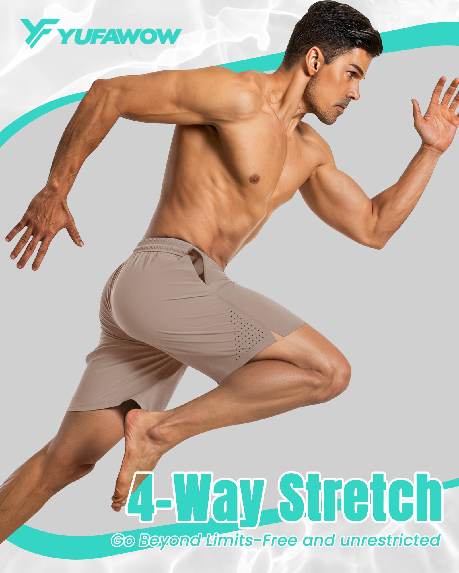 Yufawow 7 Inch Men Swim Trunks Gym Shorts with Mesh Liner Zipper Pocket Quick Dry Breathable for Workout Runing Beach Pool thumbnail