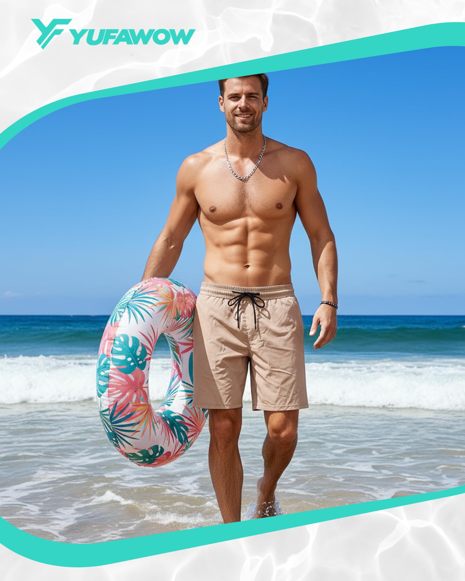 Yufawow 7 Inch Men Swim Trunks Gym Shorts with Mesh Liner Zipper Pocket Quick Dry Breathable for Workout Runing Beach Pool thumbnail