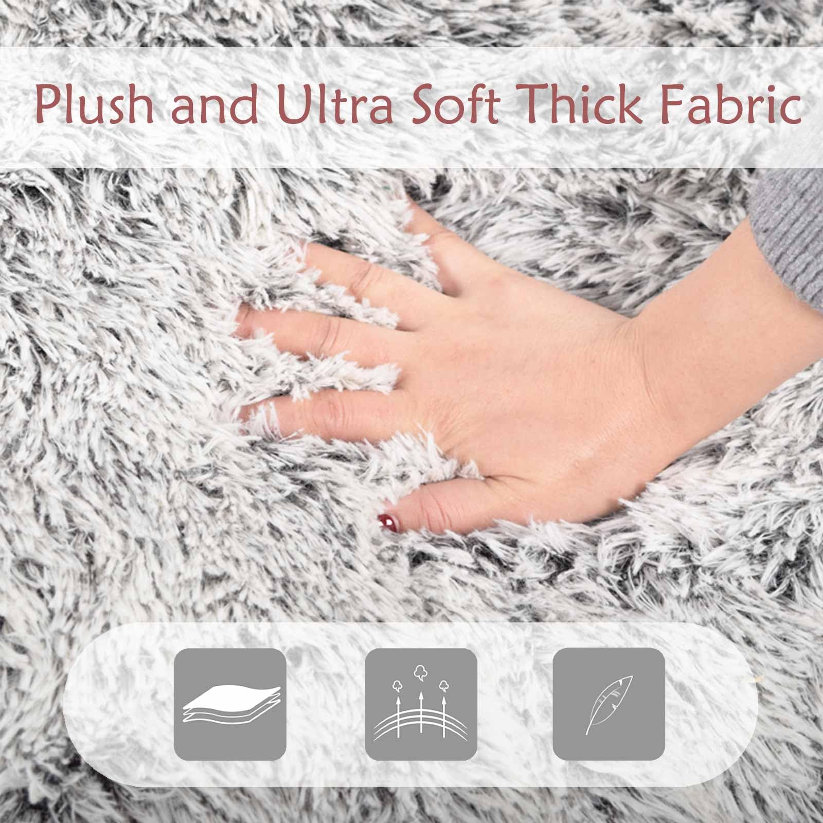 Plush Faux Fur Bean Bag Chairs, Memory Foam Filled Sofa Chair Shape Bean Bag for Adults/Teens/Kids, Ultra-Soft Lazy Sofa for Living Room Bedroom College Dorm, Grey thumbnail