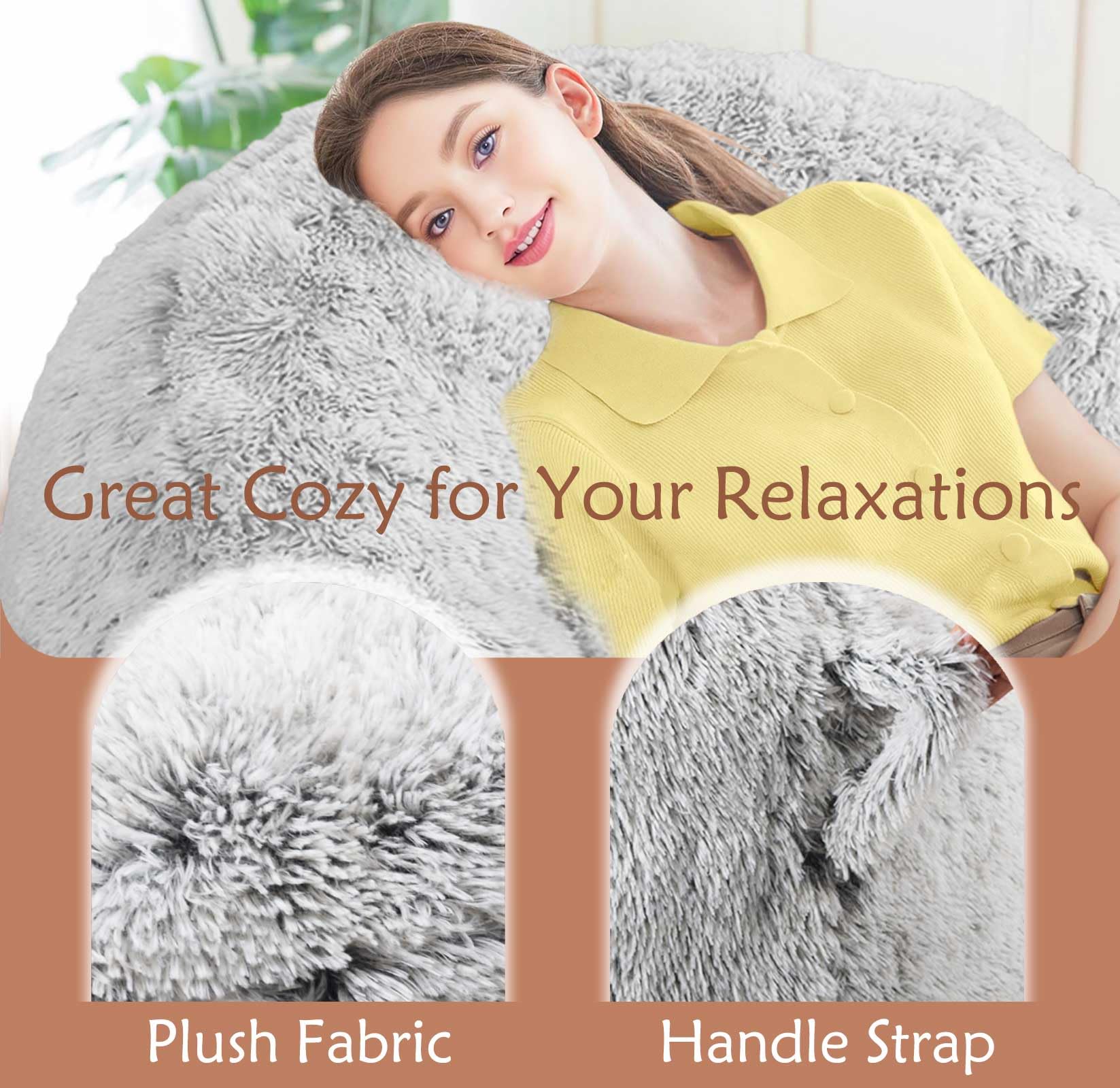 Plush Faux Fur Bean Bag Chairs, Memory Foam Filled Sofa Chair Shape Bean Bag for Adults/Teens/Kids, Ultra-Soft Lazy Sofa for Living Room Bedroom College Dorm, Grey thumbnail