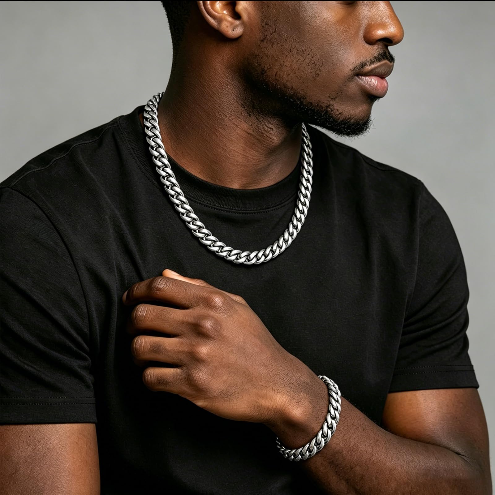 Stainless Steel Mens Cuban Link Chain, Miami Cuban Chain Necklace for Men, 6mm Wide Hip Hop Mens Necklace,Gift for Father Husband Son men chain thumbnail