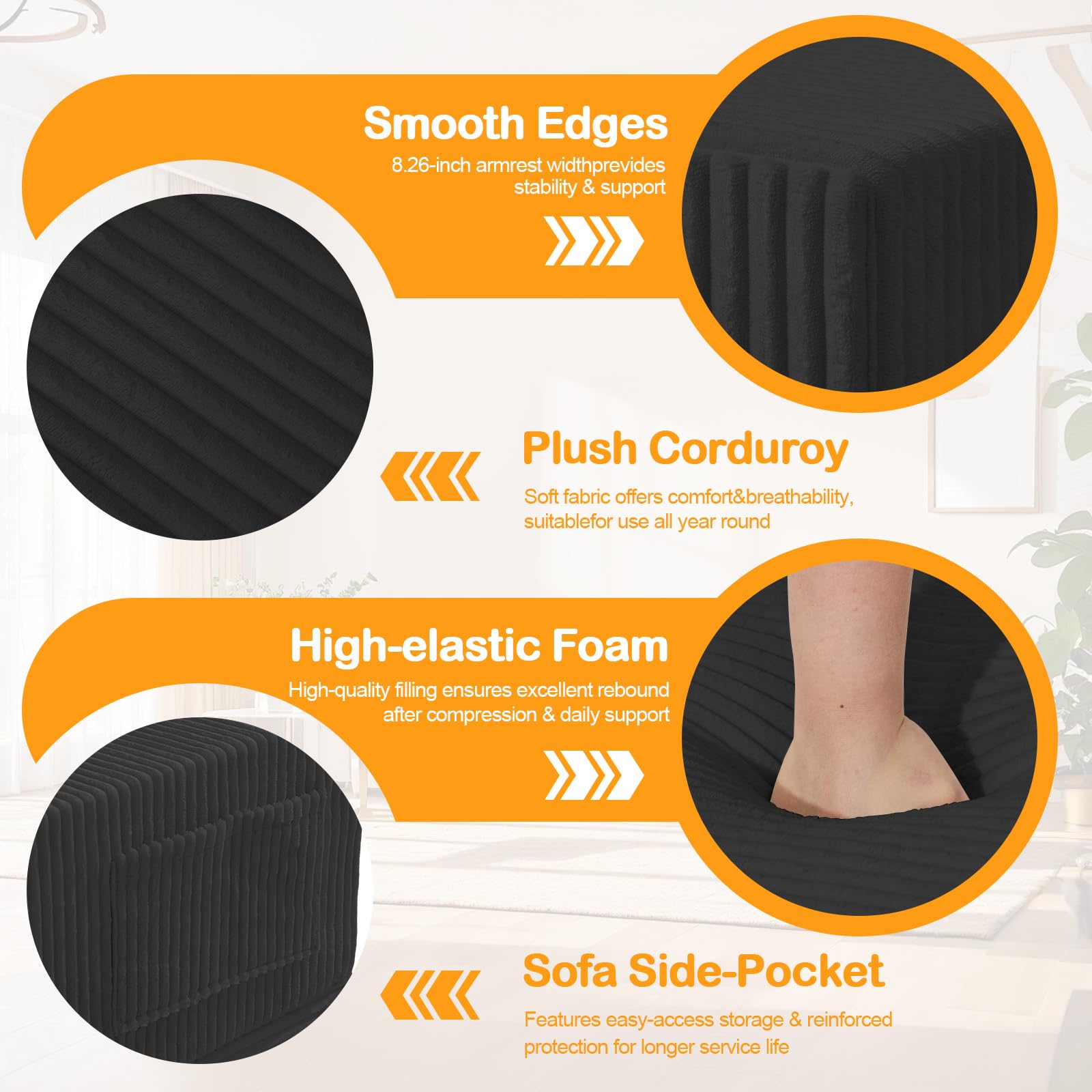 Erament Loveseat Boneless Convertible Sofa Bed, Folding Floor Futon Sleeper Sofa Couch Bed- Boneless Foldable Couch, Corduroy Pull Out Sofa Bed with 2 Pillows for Living Room & Bedroom thumbnail