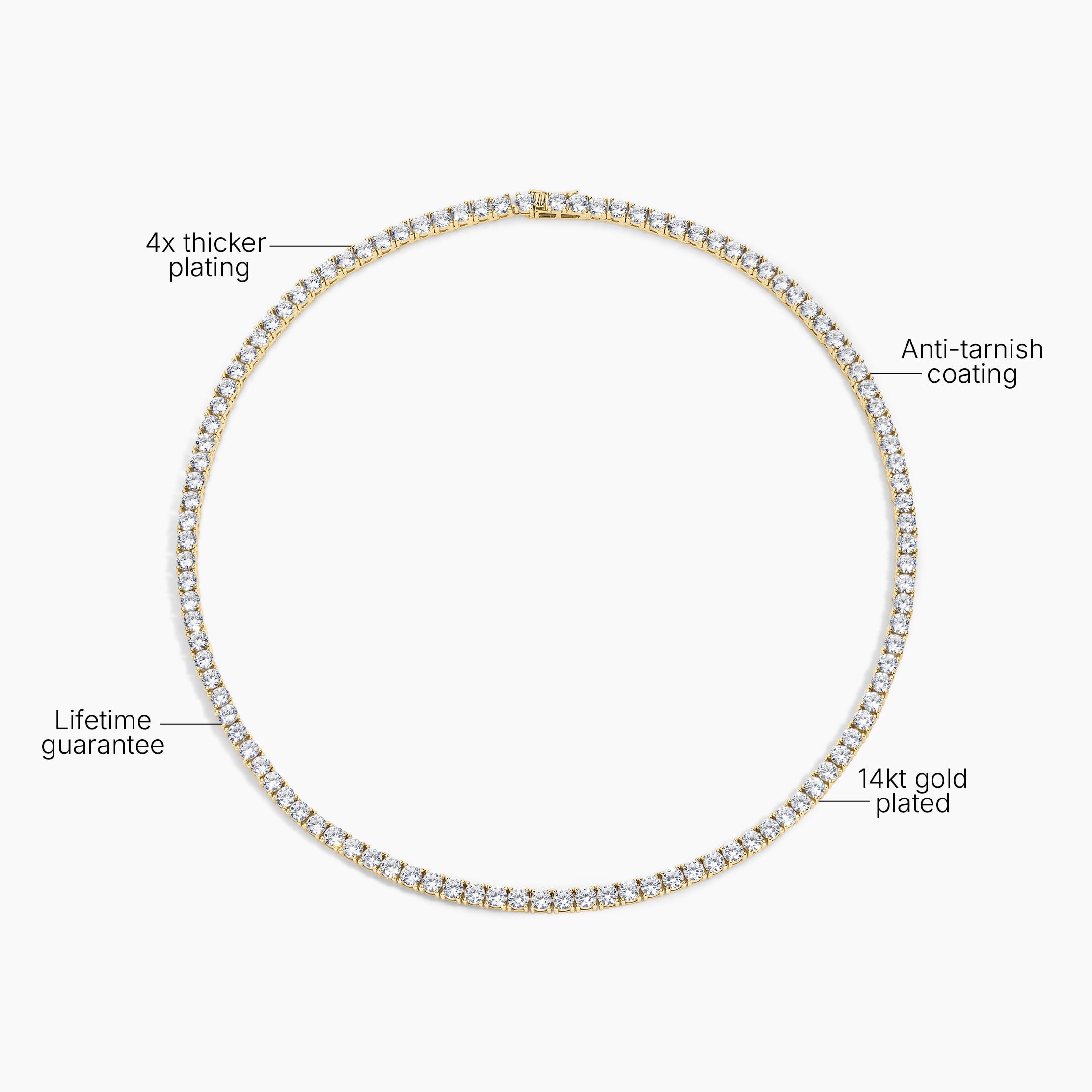 Electric Picks Richie Necklace for Women, 14k Gold Plated Cubic Zirconia Inlaid Chain Necklace, Dainty Tennis-Style Sparkle Necklace, Everyday Jewelry Gift thumbnail