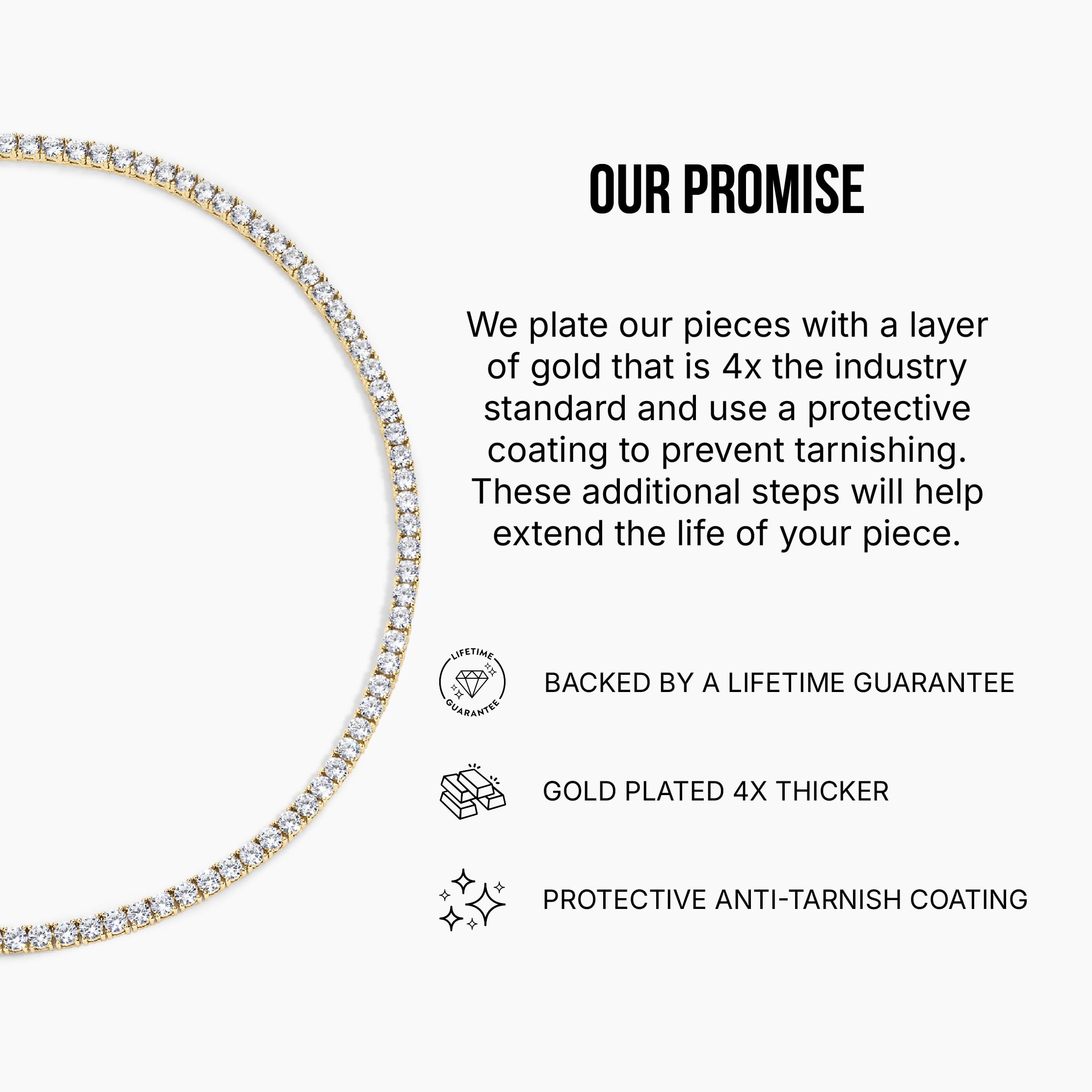 Electric Picks Richie Necklace for Women, 14k Gold Plated Cubic Zirconia Inlaid Chain Necklace, Dainty Tennis-Style Sparkle Necklace, Everyday Jewelry Gift thumbnail