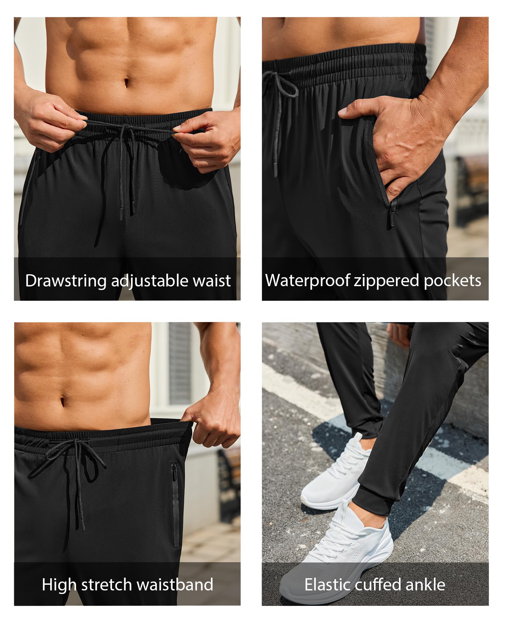 Mens Sweatpants with Zipper Pockets Lightweight Athletic Joggers for Workout Running Gym Track Casual Wear thumbnail
