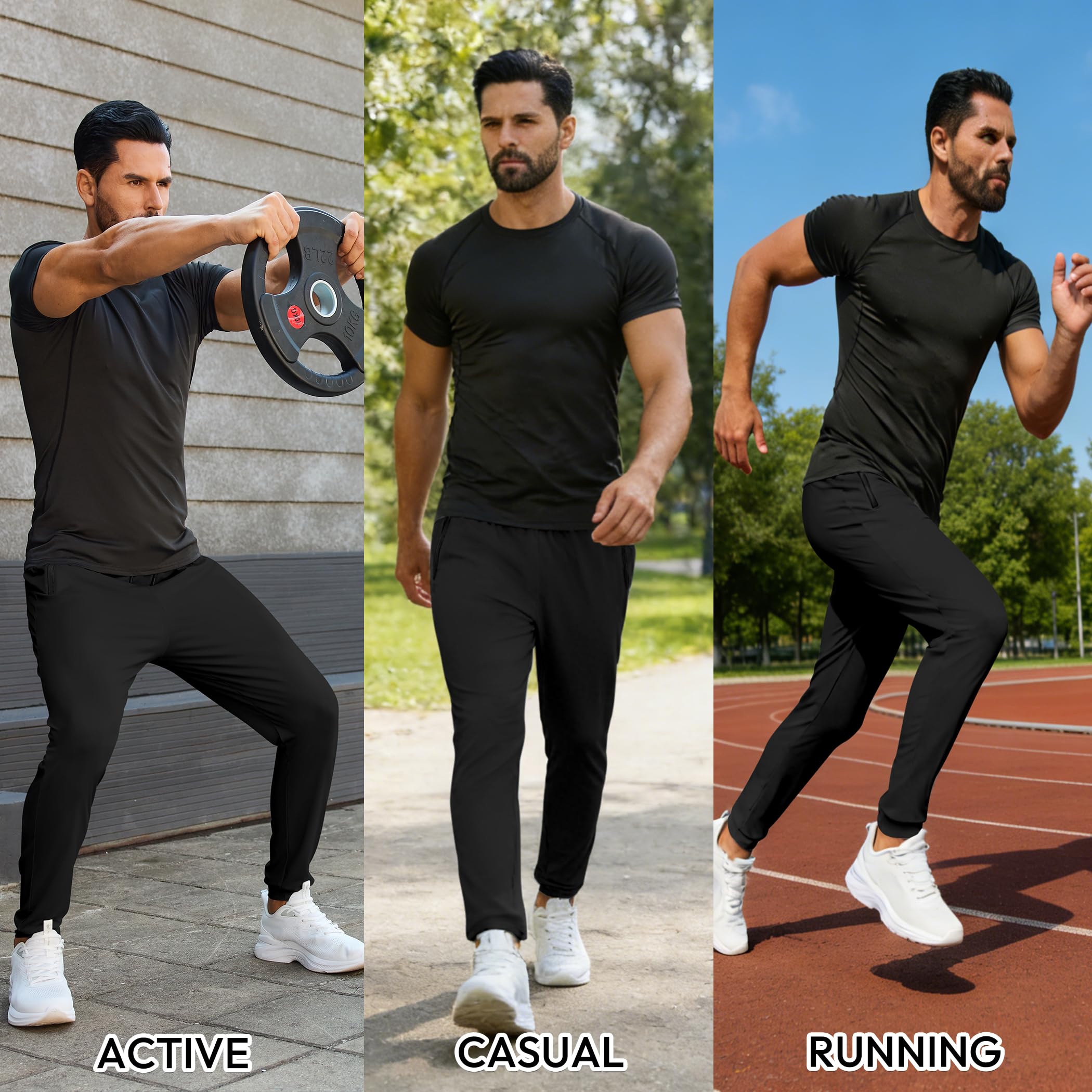 Mens Sweatpants with Zipper Pockets Lightweight Athletic Joggers for Workout Running Gym Track Casual Wear thumbnail