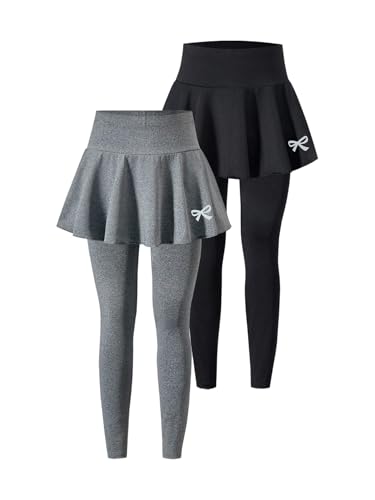 Verdusa Girl's 2 Pack Coquette Bow Skirted Leggings Fitness Clothing Sport Workout Skinny Pants thumbnail