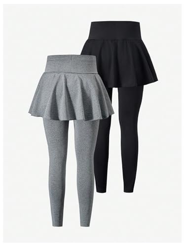 Verdusa Girl's 2 Pack Coquette Bow Skirted Leggings Fitness Clothing Sport Workout Skinny Pants thumbnail