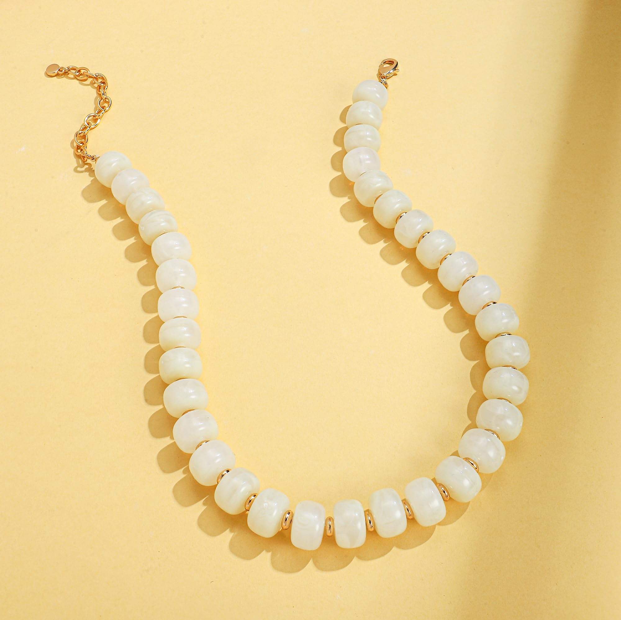 LILIE&WHITE Resin Chunky Beaded Necklace for Women Minimalistic Modern Statement Necklace Jewelry Accessories thumbnail