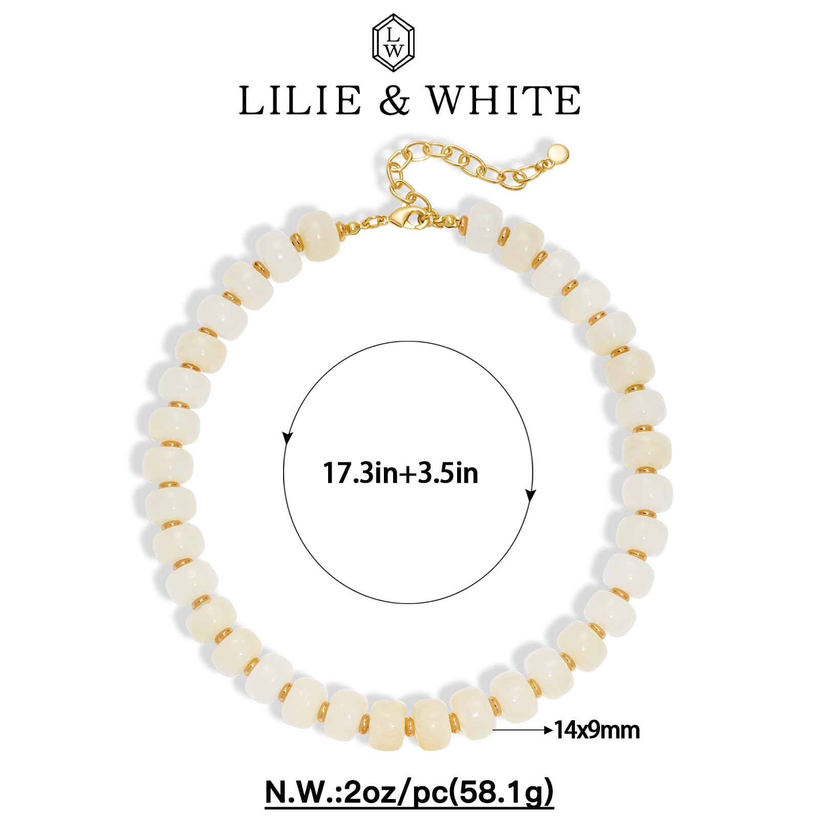 LILIE&WHITE Resin Chunky Beaded Necklace for Women Minimalistic Modern Statement Necklace Jewelry Accessories thumbnail