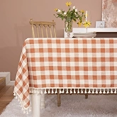 Decorelia Linen Textured Fall Tablecloth Rectangular Burnt Orange, 52"x70" thumbnail