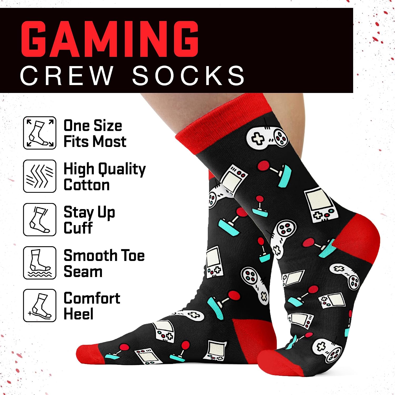 Gamer Gifts - Gaming Themed Socks for Teen Boys, Cool Birthday Gifts for Gamers, Perfect for Young Enthusiasts Who Love Gaming thumbnail