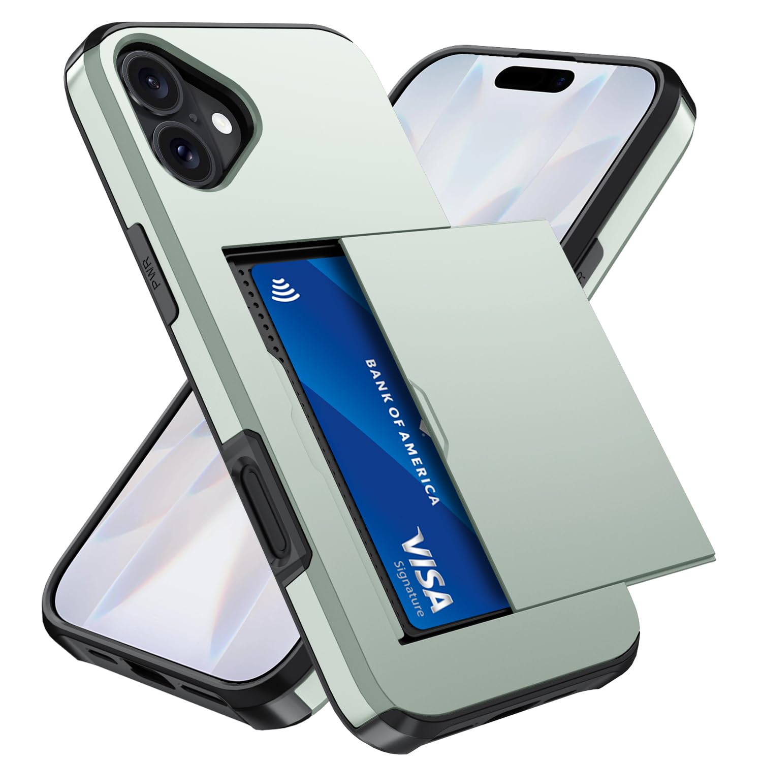 Qinmay Compatible with iPhone 17 Case Wallet,Built-in Card Holder, Heavy Duty Protective Dual Layer Shockproof Hidden Card Slot Slim Wallet Phone Cover for iPhone 17 ，Military Green