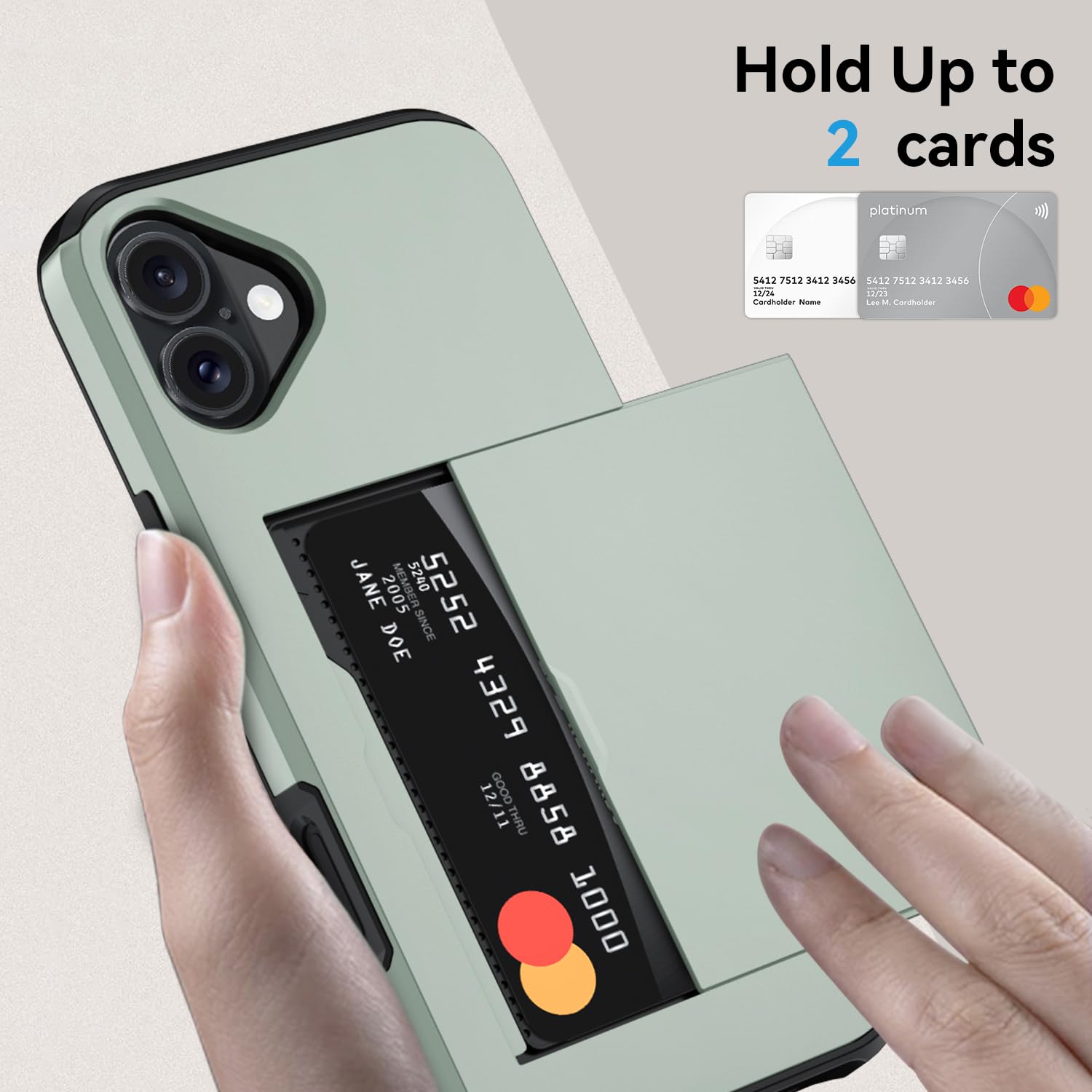 Qinmay Compatible with iPhone 17 Case Wallet,Built-in Card Holder, Heavy Duty Protective Dual Layer Shockproof Hidden Card Slot Slim Wallet Phone Cover for iPhone 17 ，Military Green thumbnail