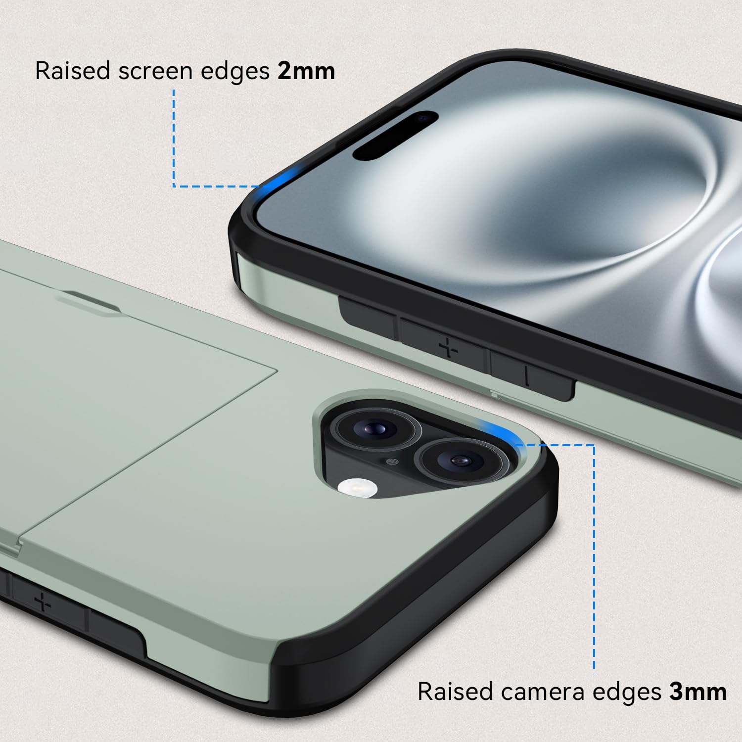 Qinmay Compatible with iPhone 17 Case Wallet,Built-in Card Holder, Heavy Duty Protective Dual Layer Shockproof Hidden Card Slot Slim Wallet Phone Cover for iPhone 17 ，Military Green thumbnail