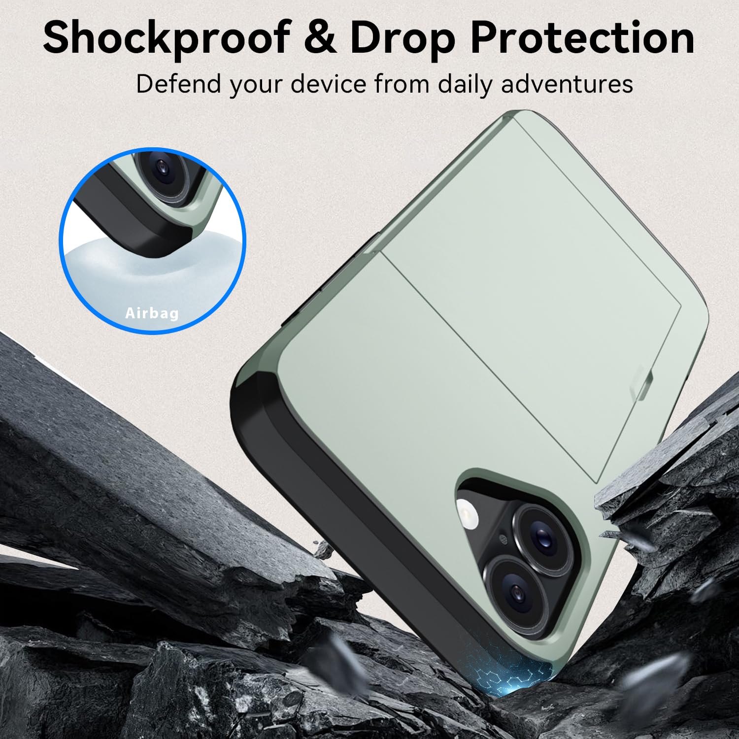 Qinmay Compatible with iPhone 17 Case Wallet,Built-in Card Holder, Heavy Duty Protective Dual Layer Shockproof Hidden Card Slot Slim Wallet Phone Cover for iPhone 17 ，Military Green thumbnail