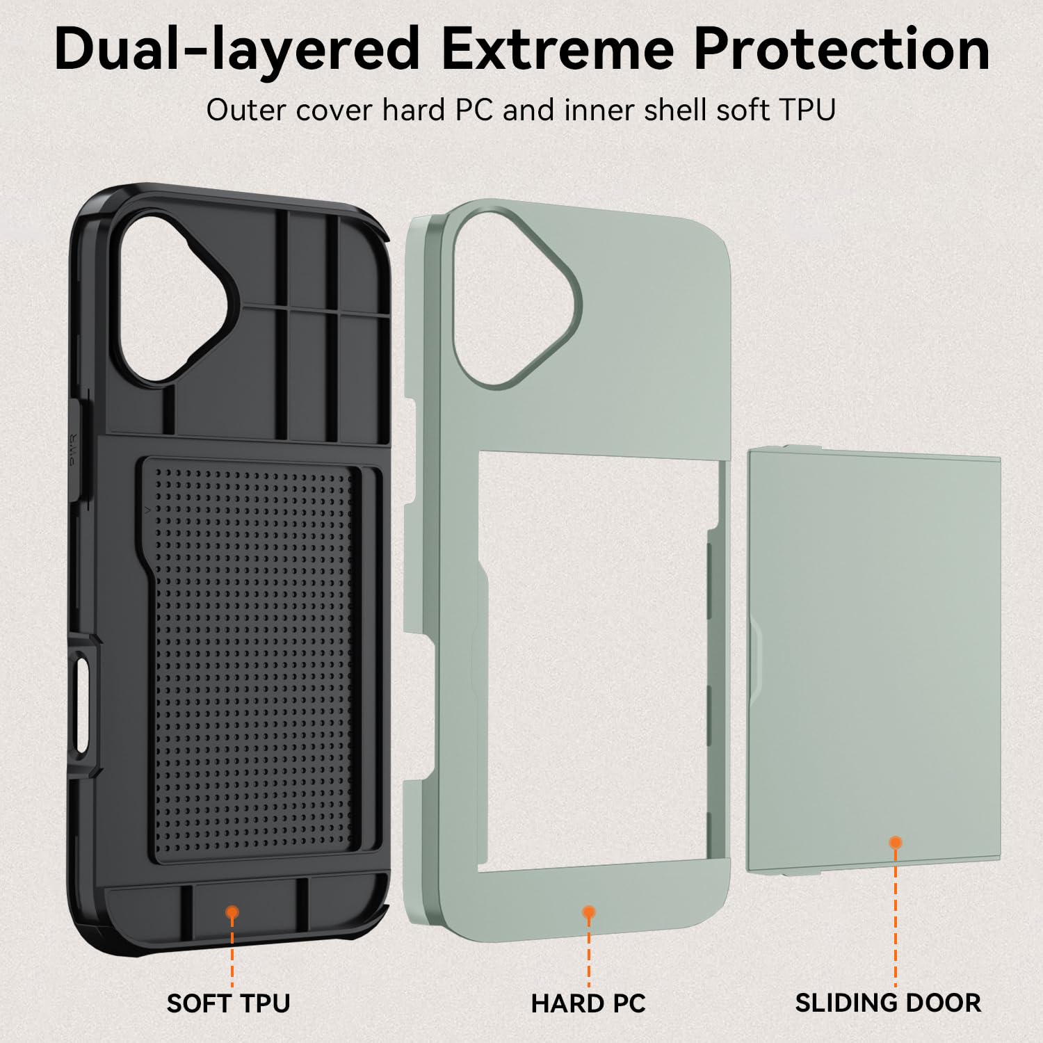 Qinmay Compatible with iPhone 17 Case Wallet,Built-in Card Holder, Heavy Duty Protective Dual Layer Shockproof Hidden Card Slot Slim Wallet Phone Cover for iPhone 17 ，Military Green thumbnail