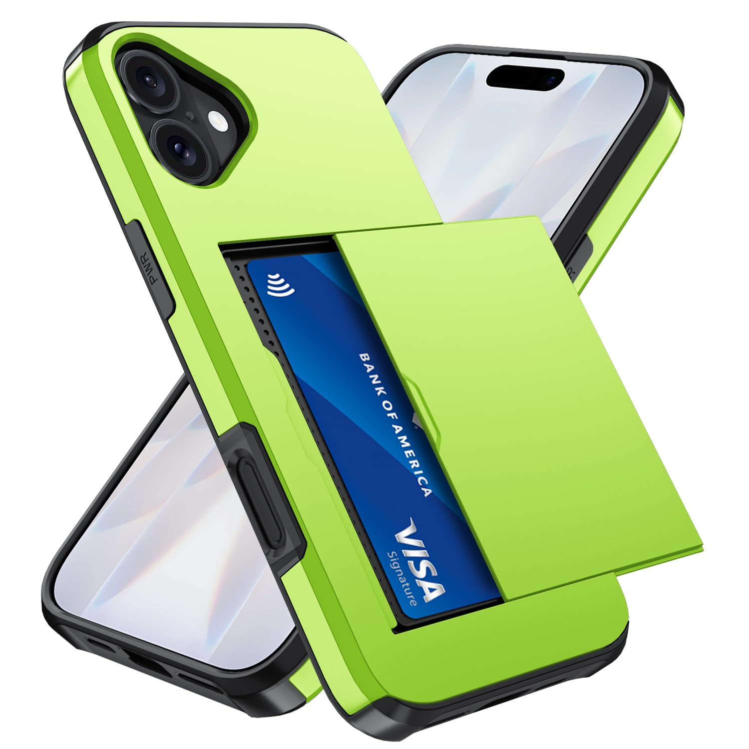Qinmay Compatible with iPhone 17 Case Wallet,Built-in Card Holder, Heavy Duty Protective Dual Layer Shockproof Hidden Card Slot Slim Wallet Phone Cover for iPhone 17 ，Green